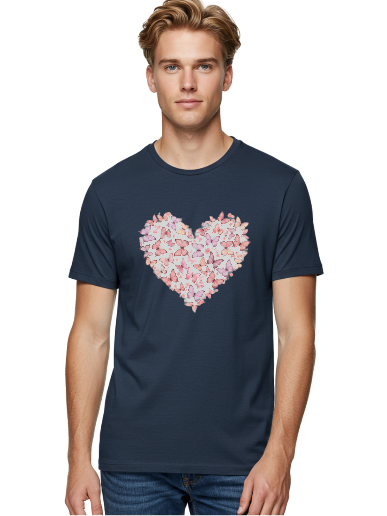 Butterflies-Heart-1 Men'S Graphic Tee, 100% Cotton, Comfortable Casual Summer Wear, Machine Washable, Vintage Camera, Old Camera, Antique Camera, Black Camera, Classic Photography, Photography Equipment, Nostalgic Device, Film Camera, Baj352