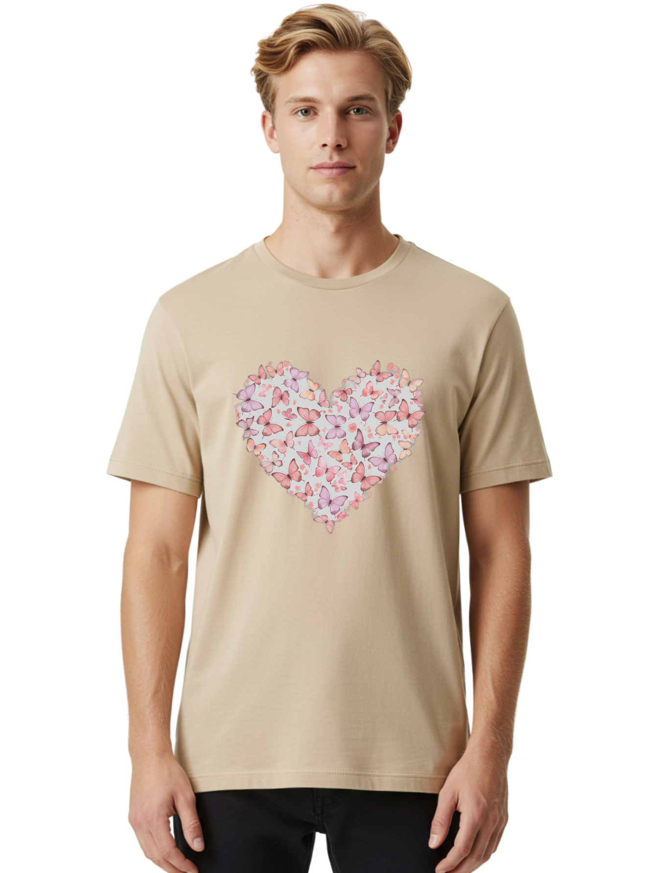 Butterflies-Heart-1 Men'S Graphic Tee, 100% Cotton, Comfortable Casual Summer Wear, Machine Washable, Vintage Camera, Old Camera, Antique Camera, Black Camera, Classic Photography, Photography Equipment, Nostalgic Device, Film Camera, Baj352