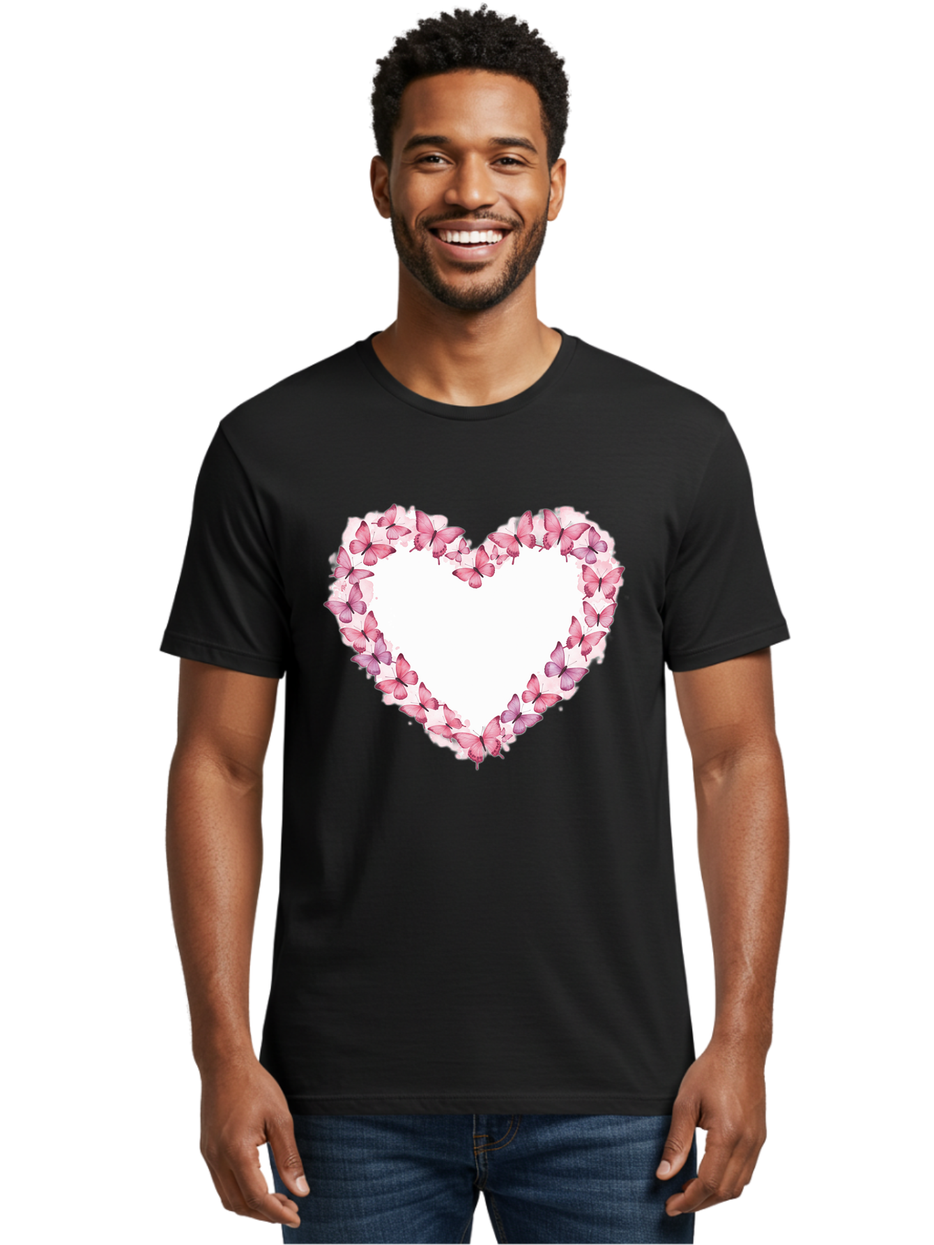Butterflies-Heart Men'S Graphic Tee, 100% Cotton, Comfortable Casual Summer Wear, Machine Washable, Vintage Camera, Old Camera, Antique Camera, Black Camera, Classic Photography, Photography Equipment, Nostalgic Device, Film Camera, Camera Art Baj354