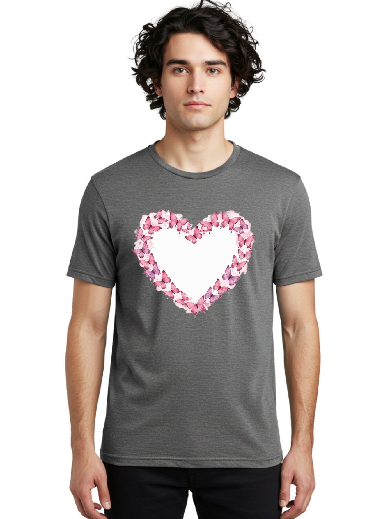 Butterflies-Heart Men'S Graphic Tee, 100% Cotton, Comfortable Casual Summer Wear, Machine Washable, Vintage Camera, Old Camera, Antique Camera, Black Camera, Classic Photography, Photography Equipment, Nostalgic Device, Film Camera, Camera Art Baj354