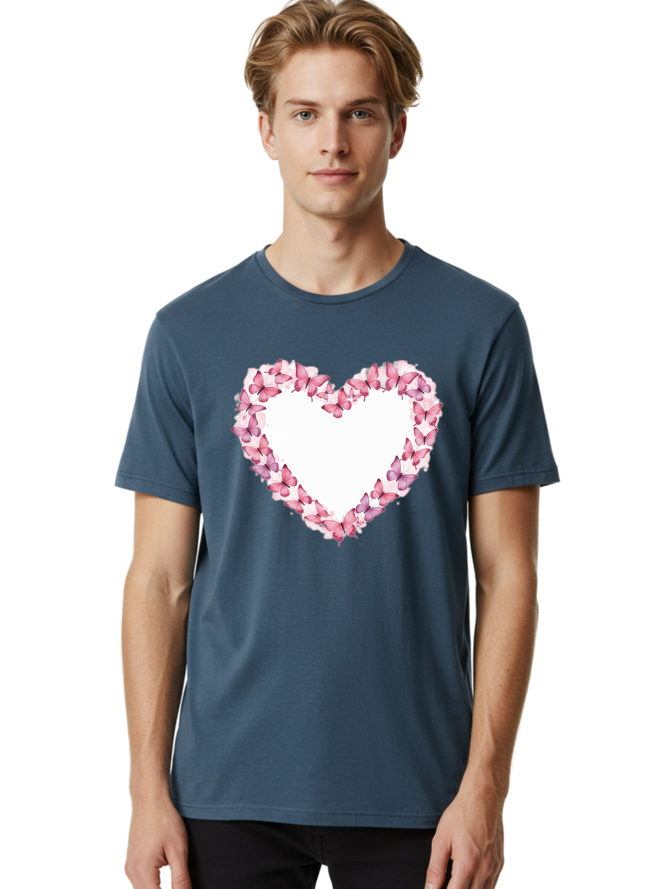 Butterflies-Heart Men'S Graphic Tee, 100% Cotton, Comfortable Casual Summer Wear, Machine Washable, Vintage Camera, Old Camera, Antique Camera, Black Camera, Classic Photography, Photography Equipment, Nostalgic Device, Film Camera, Camera Art Baj354