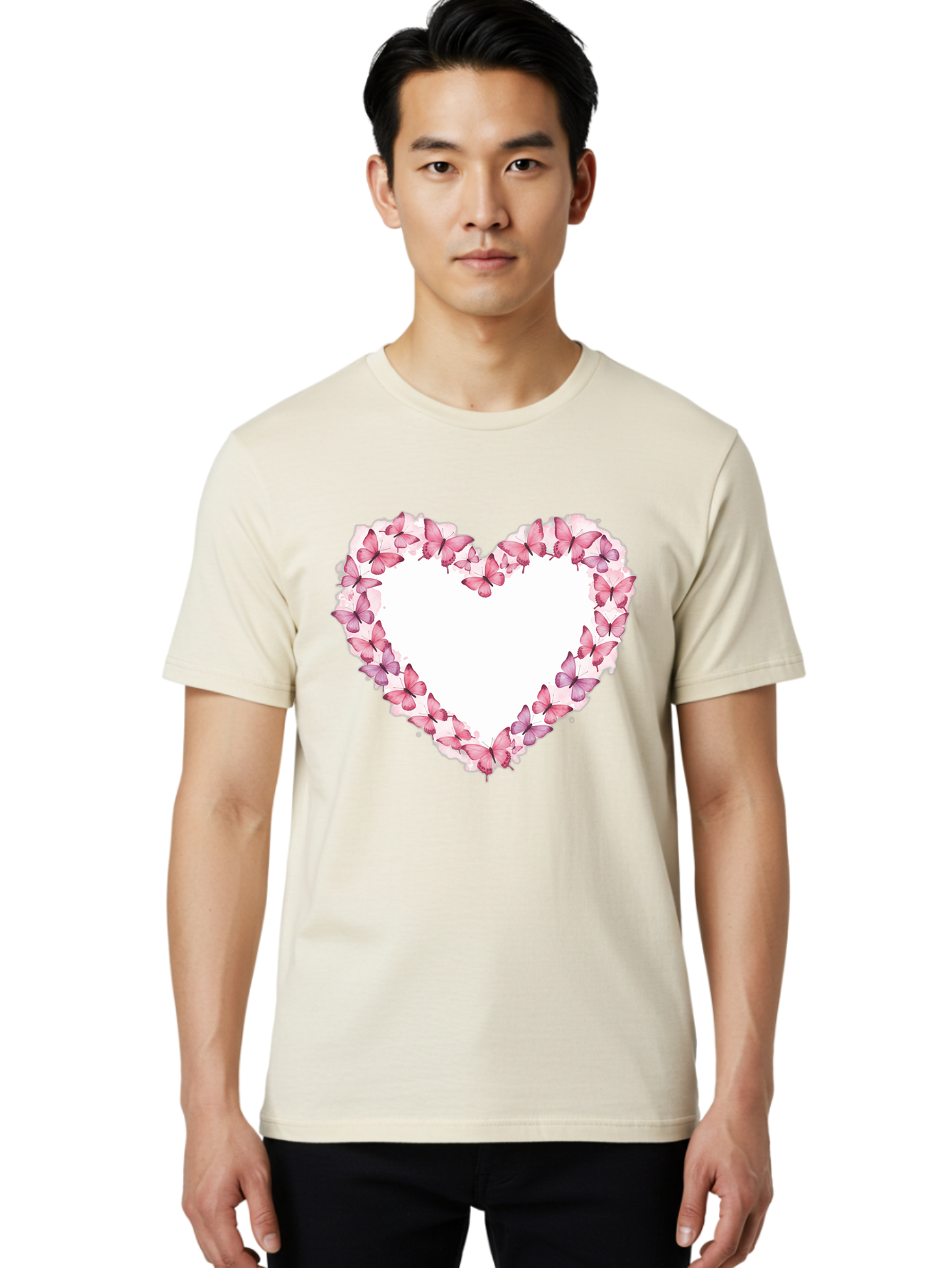 Butterflies-Heart Men'S Graphic Tee, 100% Cotton, Comfortable Casual Summer Wear, Machine Washable, Vintage Camera, Old Camera, Antique Camera, Black Camera, Classic Photography, Photography Equipment, Nostalgic Device, Film Camera, Camera Art Baj354
