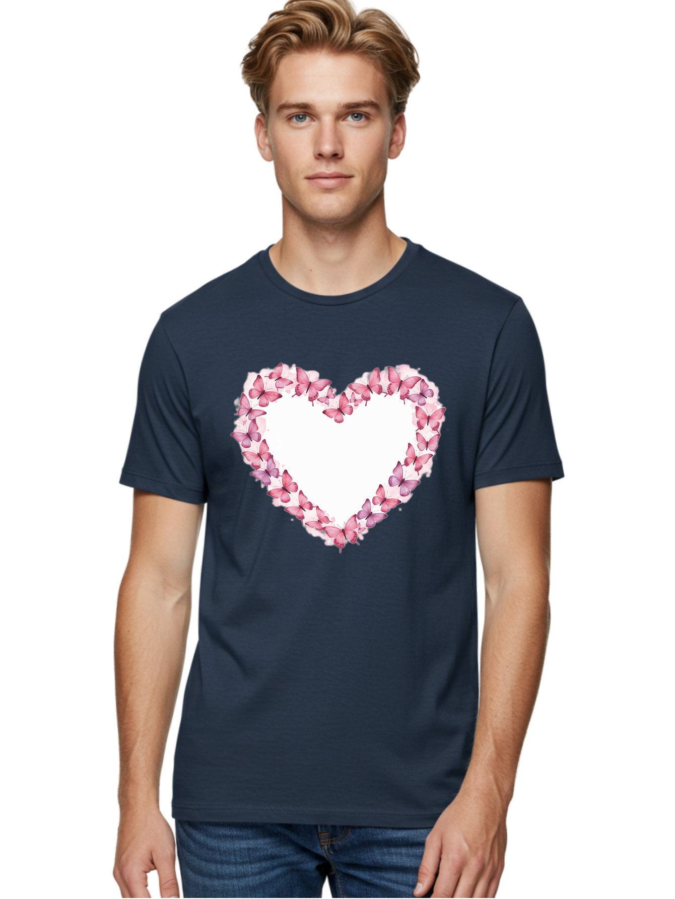 Butterflies-Heart Men'S Graphic Tee, 100% Cotton, Comfortable Casual Summer Wear, Machine Washable, Vintage Camera, Old Camera, Antique Camera, Black Camera, Classic Photography, Photography Equipment, Nostalgic Device, Film Camera, Camera Art Baj354