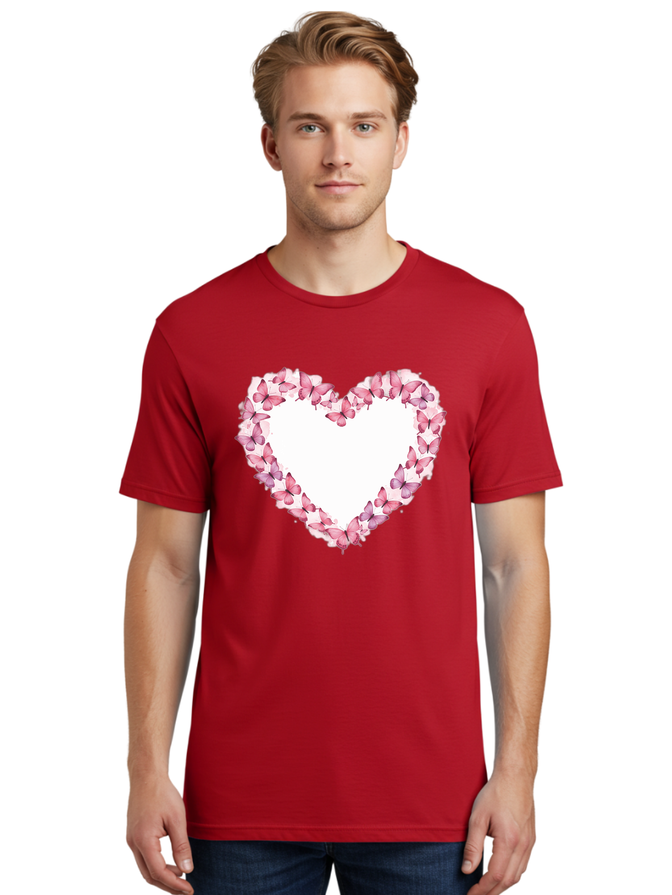 Butterflies-Heart Men'S Graphic Tee, 100% Cotton, Comfortable Casual Summer Wear, Machine Washable, Vintage Camera, Old Camera, Antique Camera, Black Camera, Classic Photography, Photography Equipment, Nostalgic Device, Film Camera, Camera Art Baj354