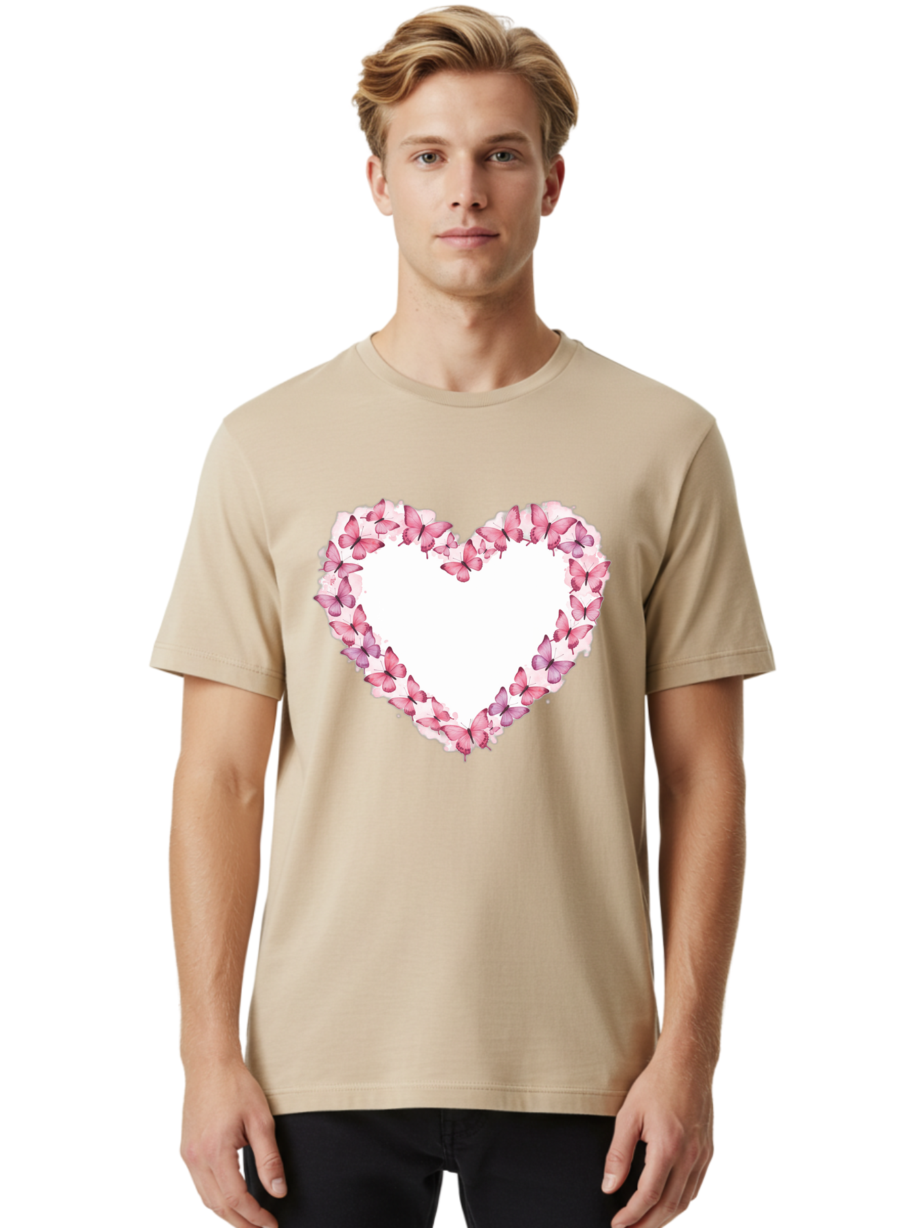 Butterflies-Heart Men'S Graphic Tee, 100% Cotton, Comfortable Casual Summer Wear, Machine Washable, Vintage Camera, Old Camera, Antique Camera, Black Camera, Classic Photography, Photography Equipment, Nostalgic Device, Film Camera, Camera Art Baj354