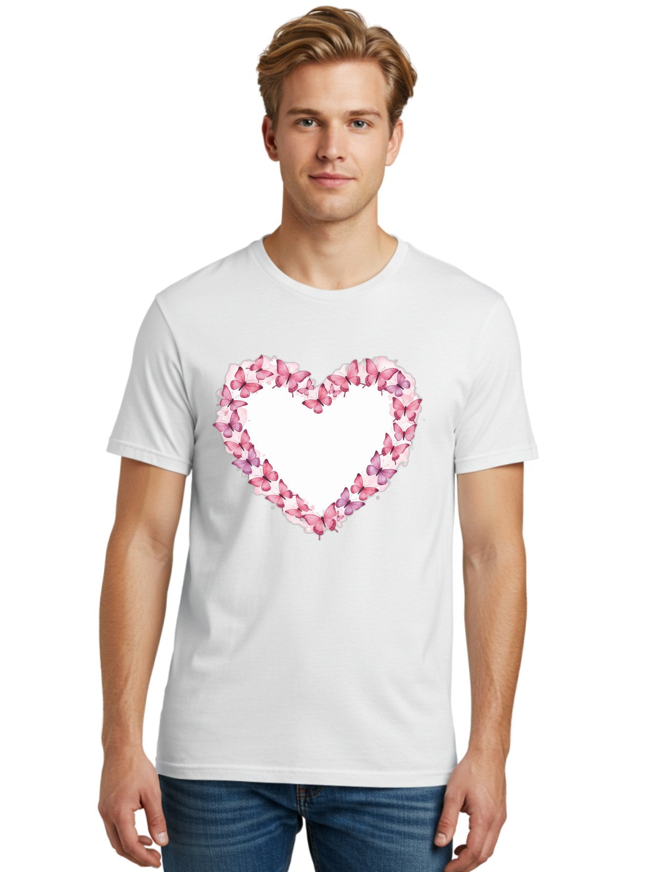 Butterflies-Heart Men'S Graphic Tee, 100% Cotton, Comfortable Casual Summer Wear, Machine Washable, Vintage Camera, Old Camera, Antique Camera, Black Camera, Classic Photography, Photography Equipment, Nostalgic Device, Film Camera, Camera Art Baj354