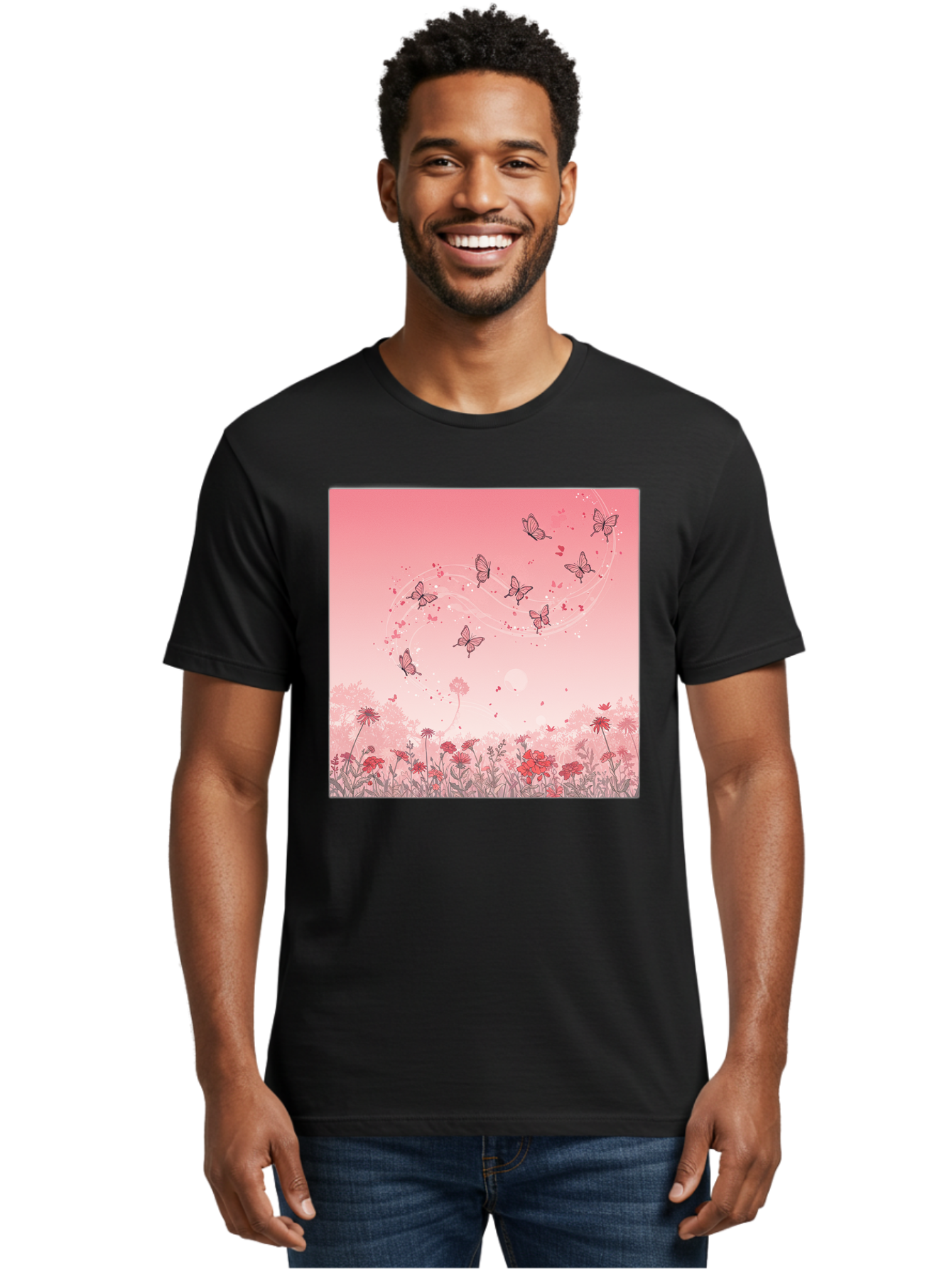 Butterflies-In-Flowers Men'S Graphic Tee, 100% Cotton, Comfortable Casual Summer Wear, Machine Washable, Vintage Camera, Old Camera, Antique Camera, Black Camera, Classic Photography, Photography Equipment, Nostalgic Device, Film Camera, Baj355