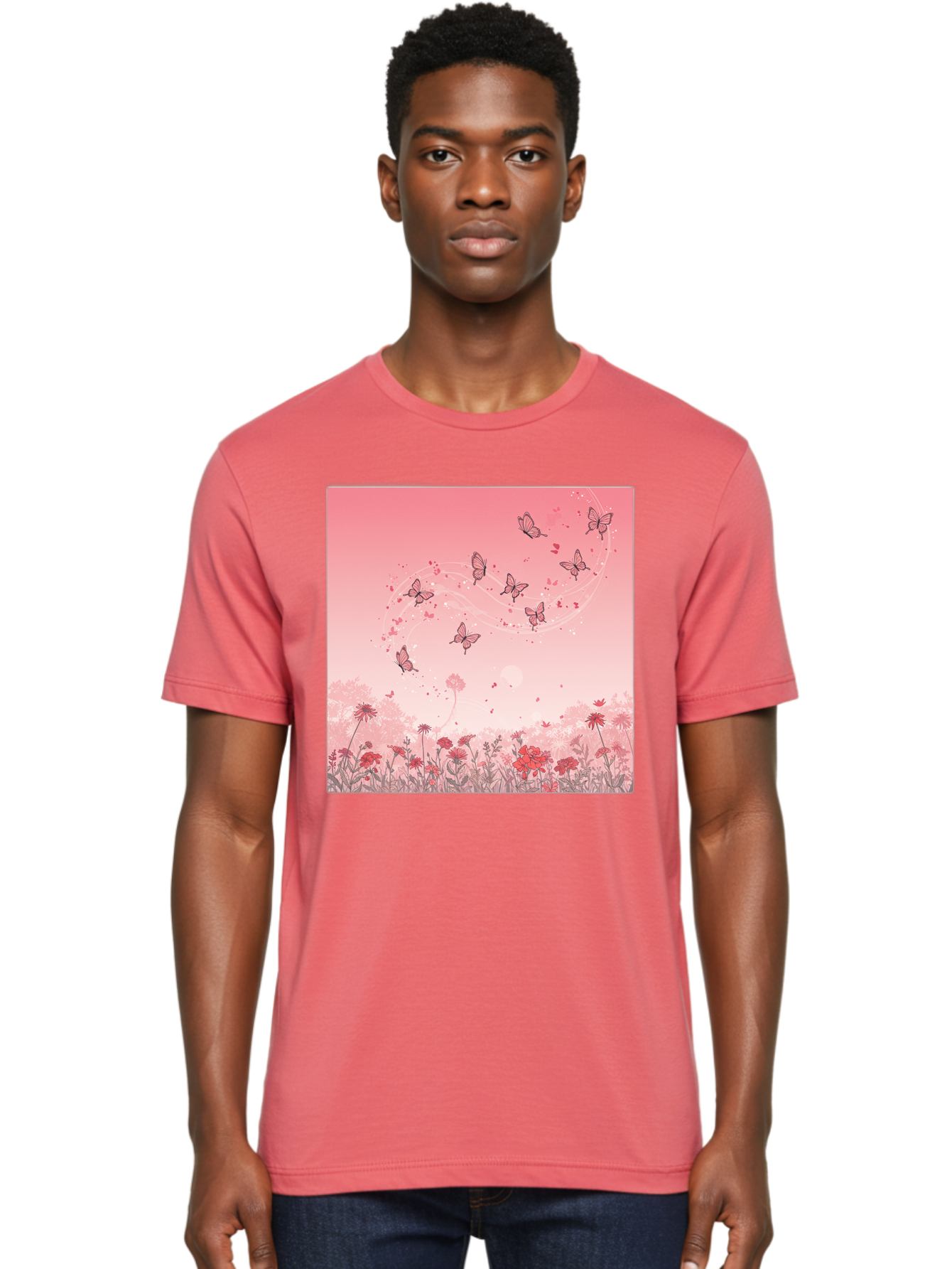 Butterflies-In-Flowers Men'S Graphic Tee, 100% Cotton, Comfortable Casual Summer Wear, Machine Washable, Vintage Camera, Old Camera, Antique Camera, Black Camera, Classic Photography, Photography Equipment, Nostalgic Device, Film Camera, Baj355
