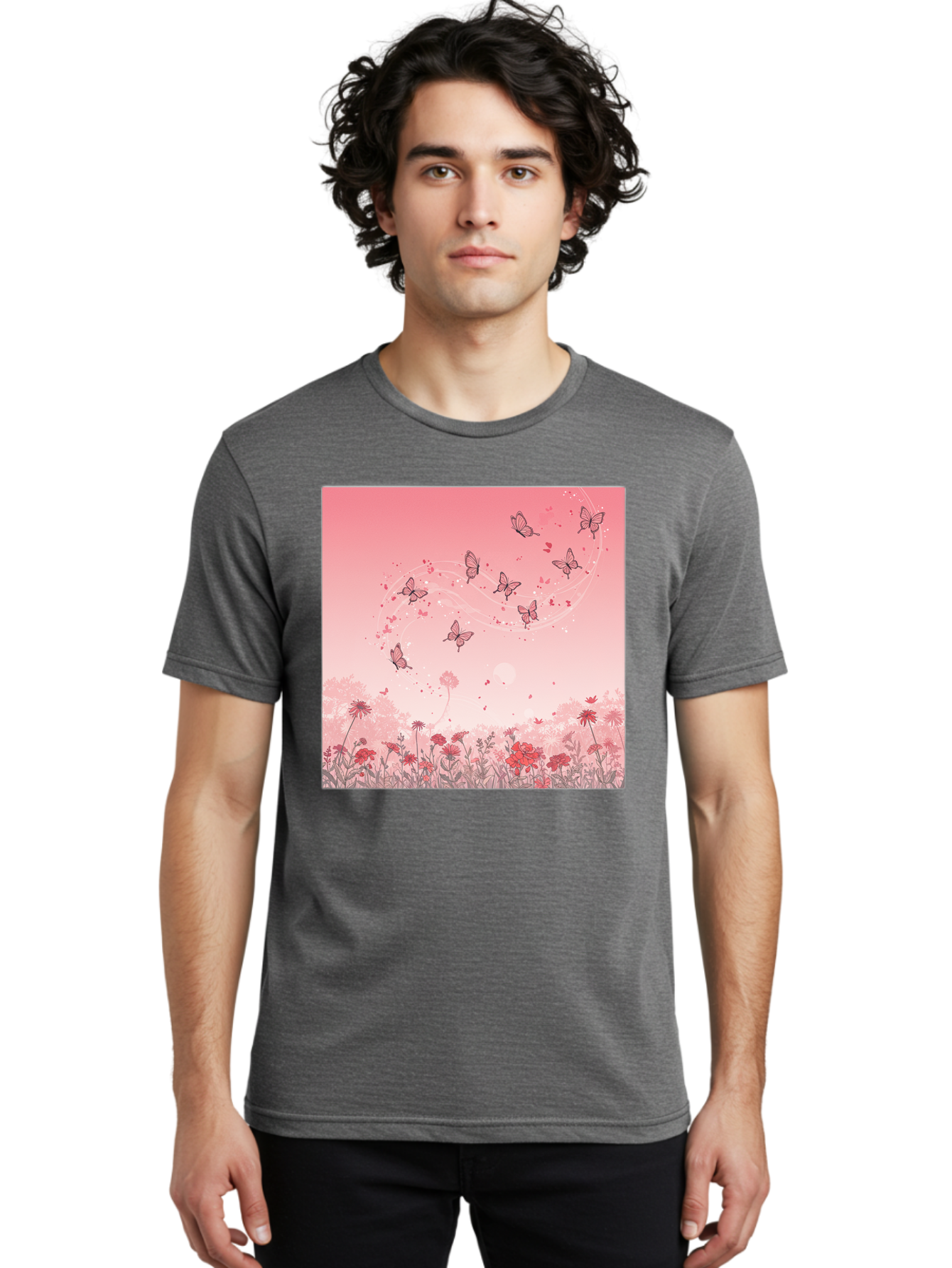 Butterflies-In-Flowers Men'S Graphic Tee, 100% Cotton, Comfortable Casual Summer Wear, Machine Washable, Vintage Camera, Old Camera, Antique Camera, Black Camera, Classic Photography, Photography Equipment, Nostalgic Device, Film Camera, Baj355