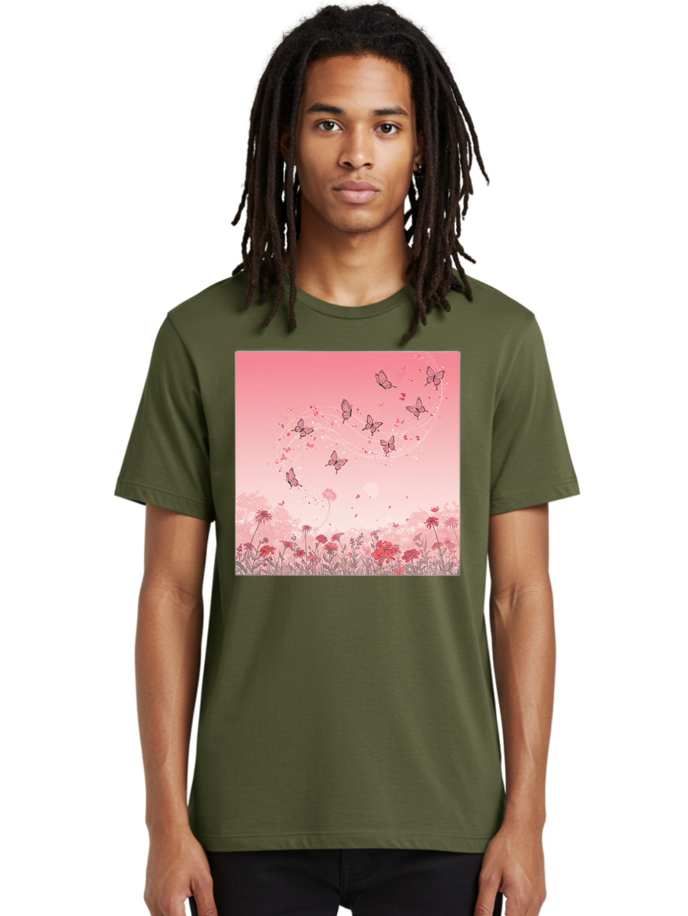 Butterflies-In-Flowers Men'S Graphic Tee, 100% Cotton, Comfortable Casual Summer Wear, Machine Washable, Vintage Camera, Old Camera, Antique Camera, Black Camera, Classic Photography, Photography Equipment, Nostalgic Device, Film Camera, Baj355