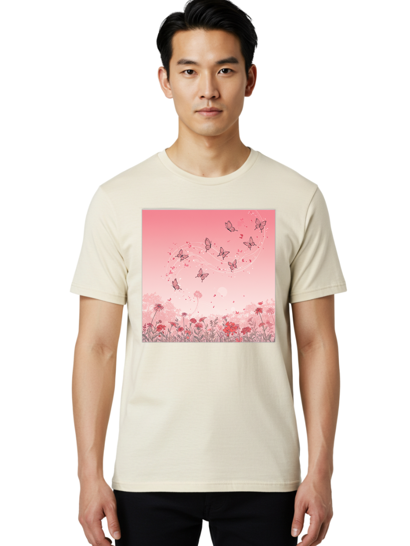 Butterflies-In-Flowers Men'S Graphic Tee, 100% Cotton, Comfortable Casual Summer Wear, Machine Washable, Vintage Camera, Old Camera, Antique Camera, Black Camera, Classic Photography, Photography Equipment, Nostalgic Device, Film Camera, Baj355