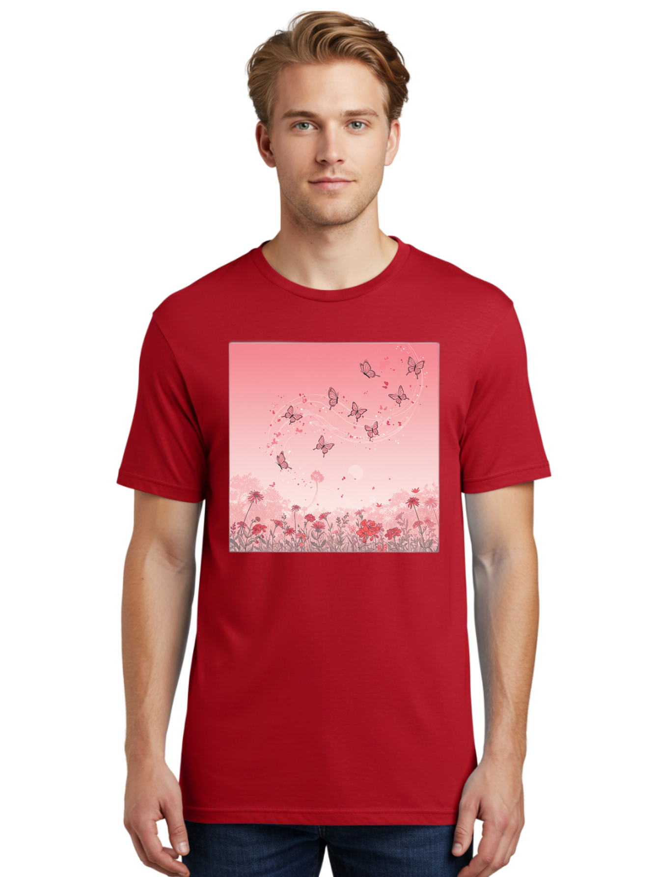 Butterflies-In-Flowers Men'S Graphic Tee, 100% Cotton, Comfortable Casual Summer Wear, Machine Washable, Vintage Camera, Old Camera, Antique Camera, Black Camera, Classic Photography, Photography Equipment, Nostalgic Device, Film Camera, Baj355
