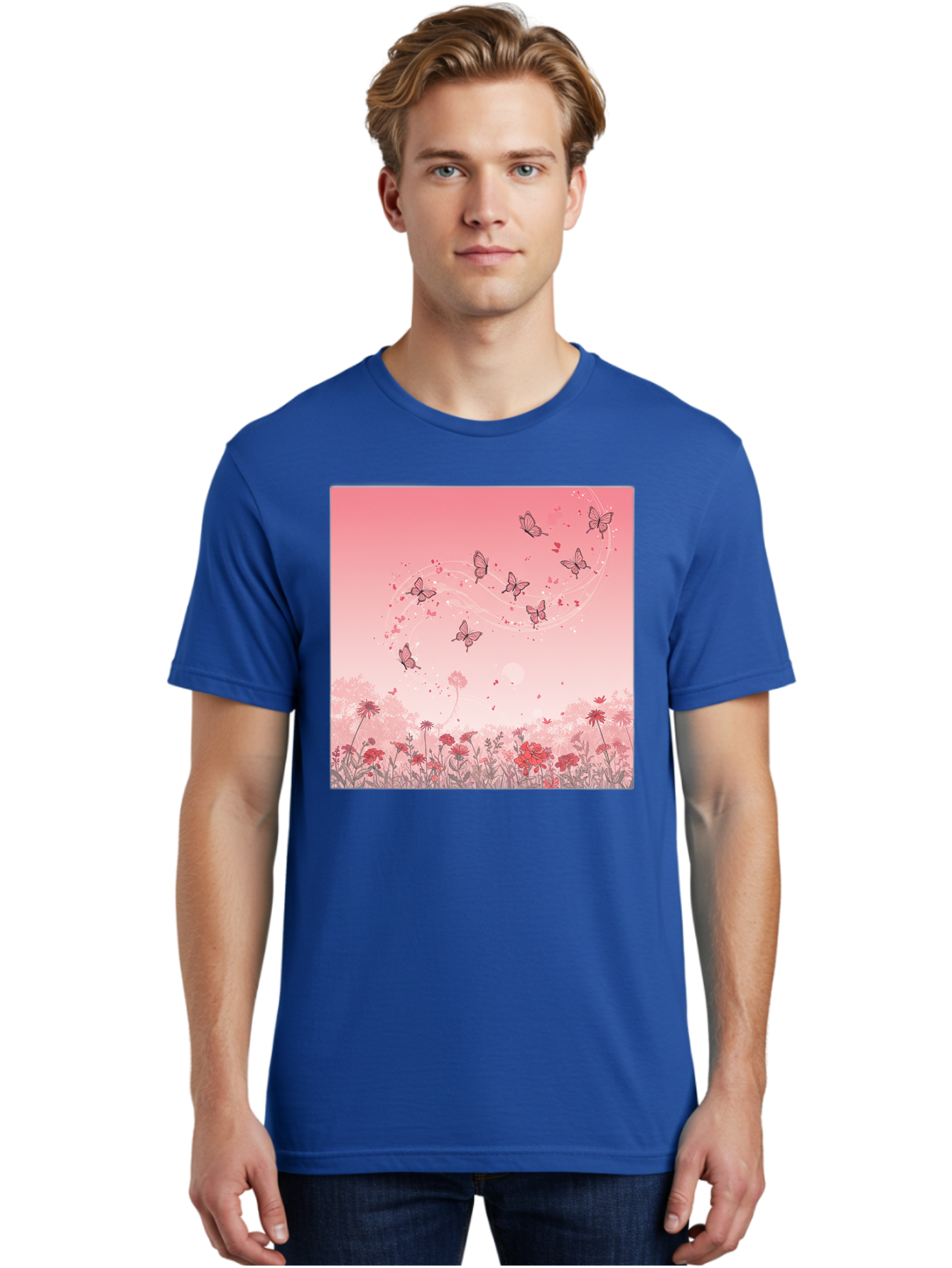 Butterflies-In-Flowers Men'S Graphic Tee, 100% Cotton, Comfortable Casual Summer Wear, Machine Washable, Vintage Camera, Old Camera, Antique Camera, Black Camera, Classic Photography, Photography Equipment, Nostalgic Device, Film Camera, Baj355