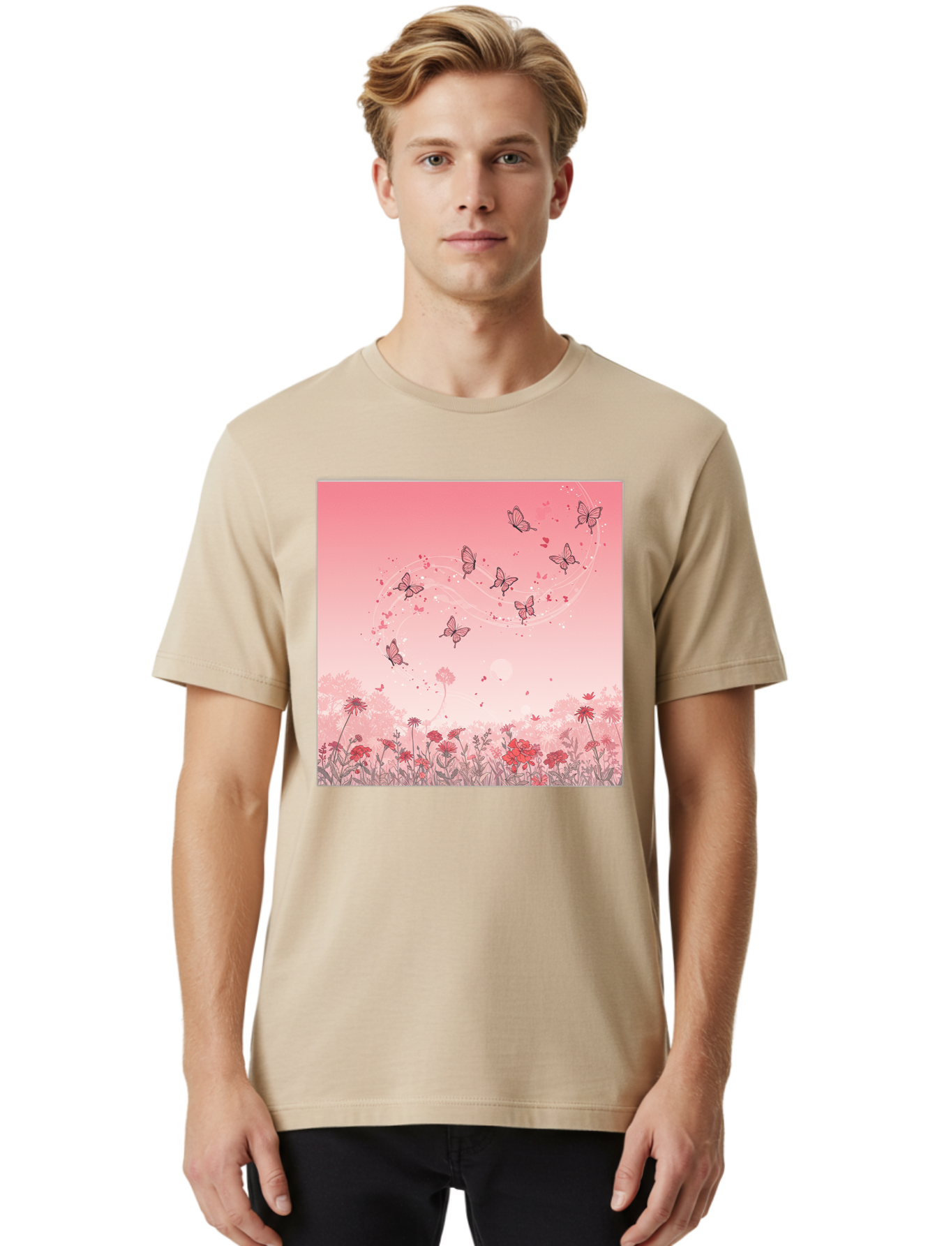 Butterflies-In-Flowers Men'S Graphic Tee, 100% Cotton, Comfortable Casual Summer Wear, Machine Washable, Vintage Camera, Old Camera, Antique Camera, Black Camera, Classic Photography, Photography Equipment, Nostalgic Device, Film Camera, Baj355