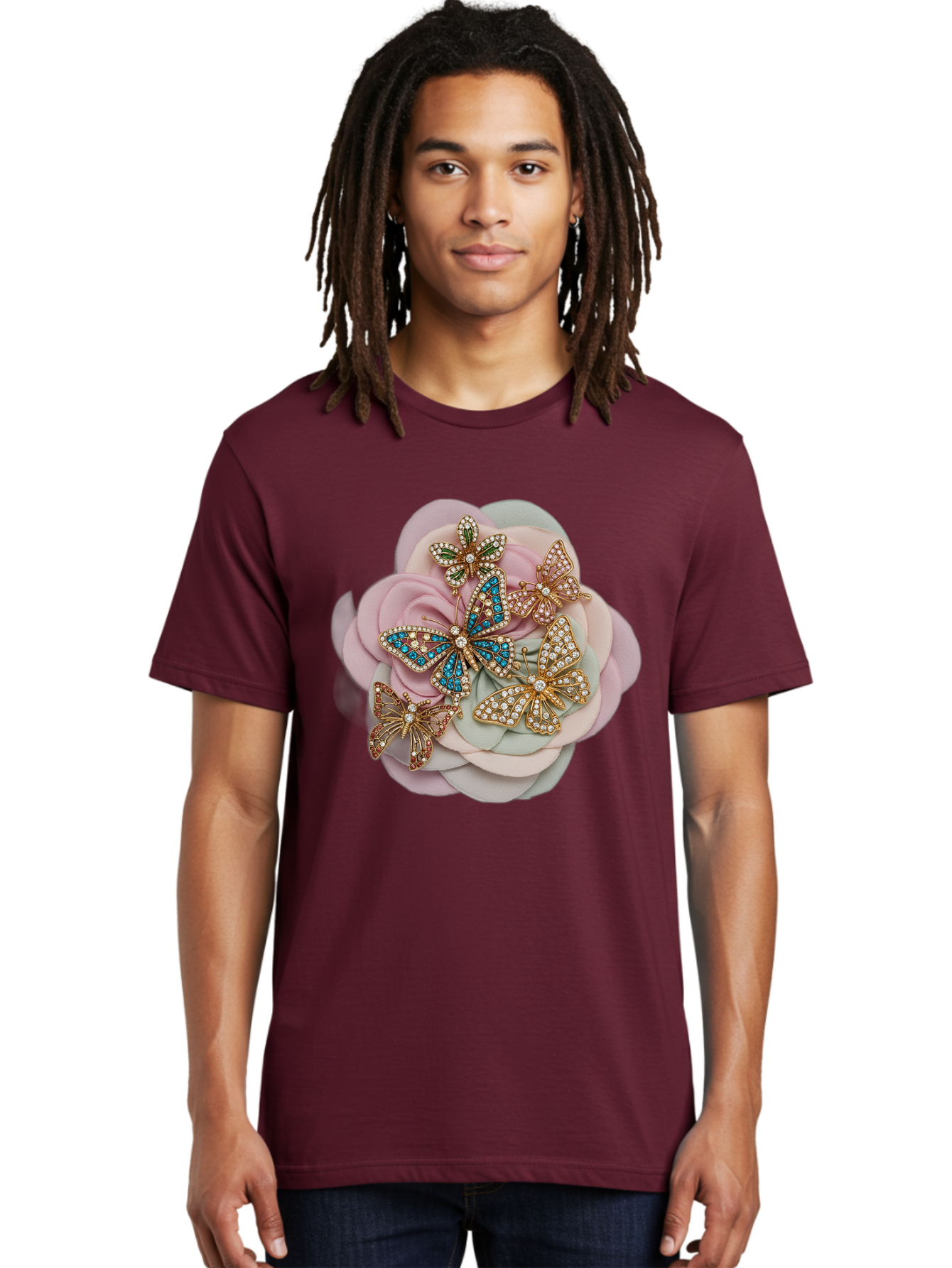 Butterfly-Brooch Men'S Graphic Tee, 100% Cotton, Comfortable Casual Summer Wear, Machine Washable, Vintage Camera, Old Camera, Antique Camera, Black Camera, Classic Photography, Photography Equipment, Nostalgic Device, Film Camera, Camera Art Baj356