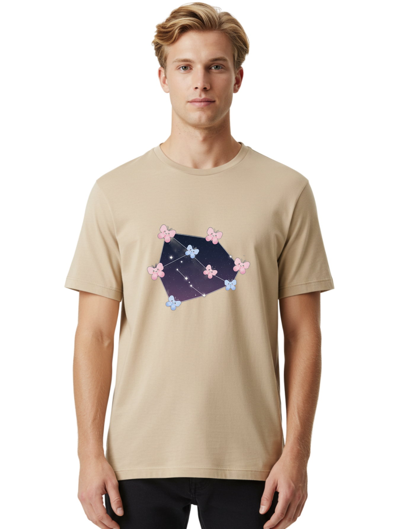Butterfly-Constellation Men'S Graphic Tee, 100% Cotton, Comfortable Casual Summer Wear, Machine Washable, Vintage Camera, Old Camera, Antique Camera, Black Camera, Classic Photography, Photography Equipment, Nostalgic Device, Film Camera, Baj357