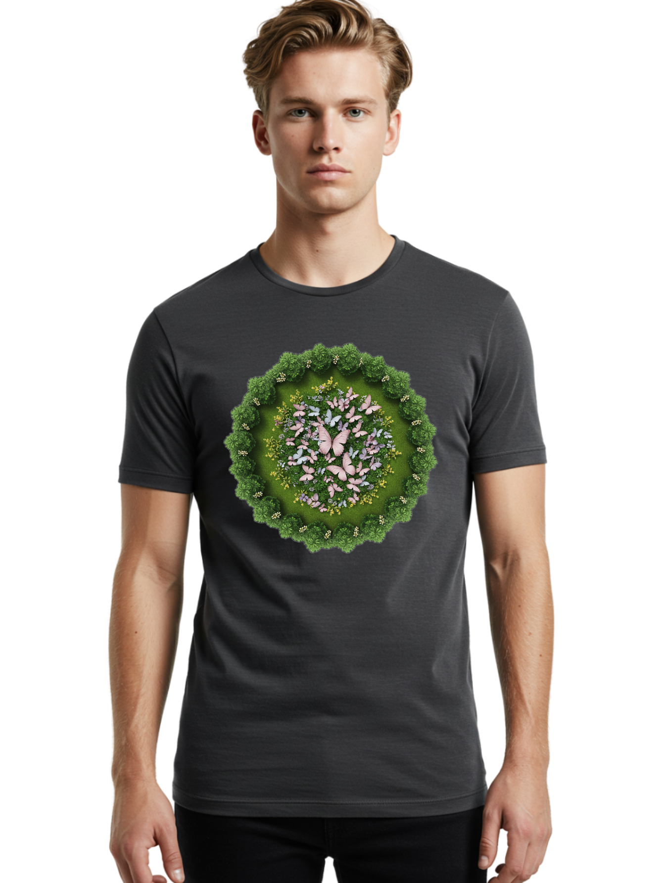 Butterfly-Garden Men'S Graphic Tee, 100% Cotton, Comfortable Casual Summer Wear, Machine Washable, Vintage Camera, Old Camera, Antique Camera, Black Camera, Classic Photography, Photography Equipment, Nostalgic Device, Film Camera, Camera Art Baj359