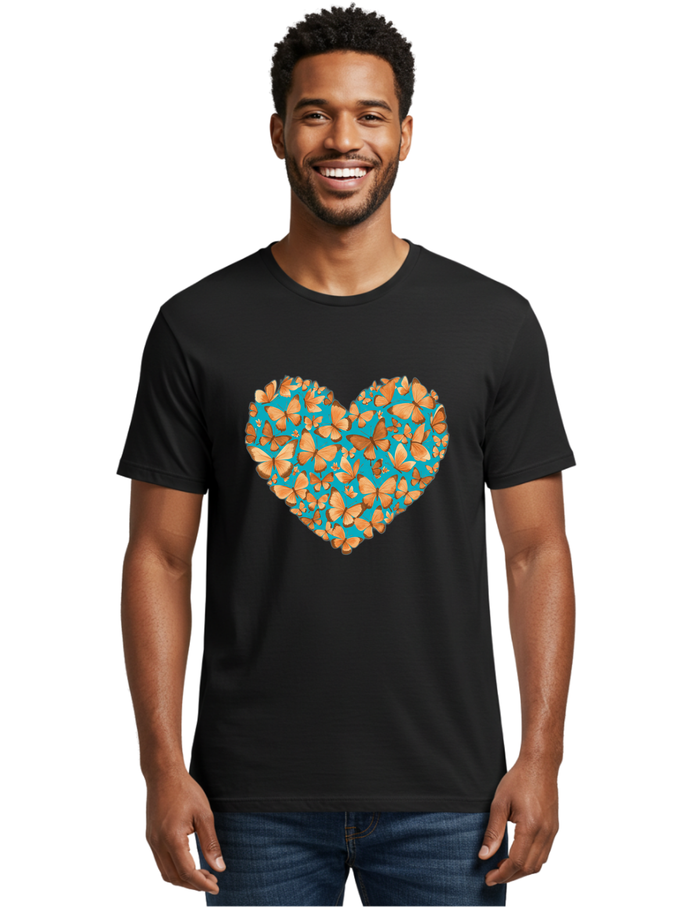 Butterfly-Heart-1 Men'S Graphic Tee, 100% Cotton, Comfortable Casual Summer Wear, Machine Washable, Vintage Camera, Old Camera, Antique Camera, Black Camera, Classic Photography, Photography Equipment, Nostalgic Device, Film Camera, Camera Art Baj360
