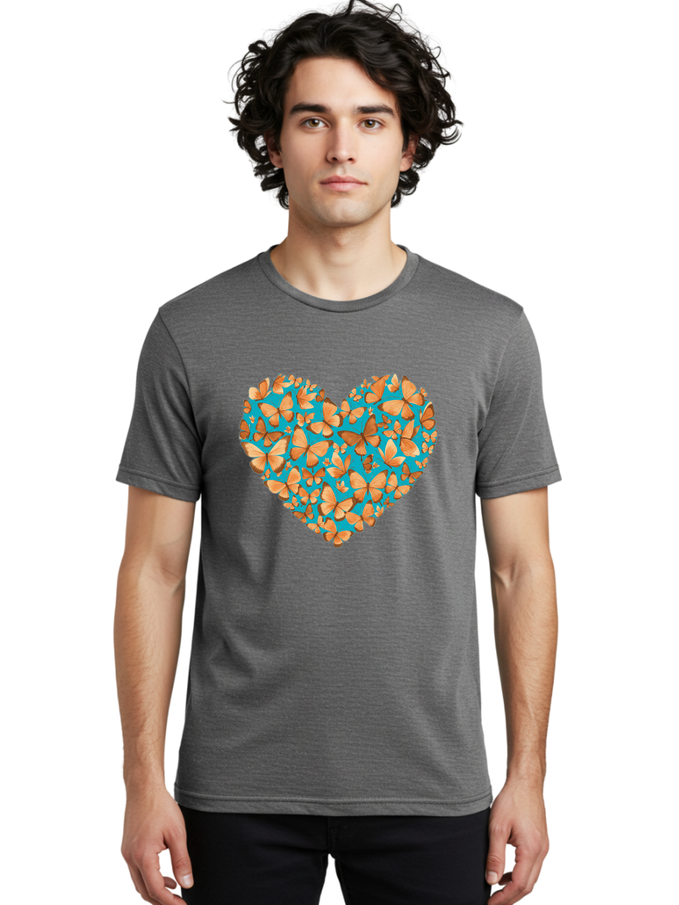 Butterfly-Heart-1 Men'S Graphic Tee, 100% Cotton, Comfortable Casual Summer Wear, Machine Washable, Vintage Camera, Old Camera, Antique Camera, Black Camera, Classic Photography, Photography Equipment, Nostalgic Device, Film Camera, Camera Art Baj360