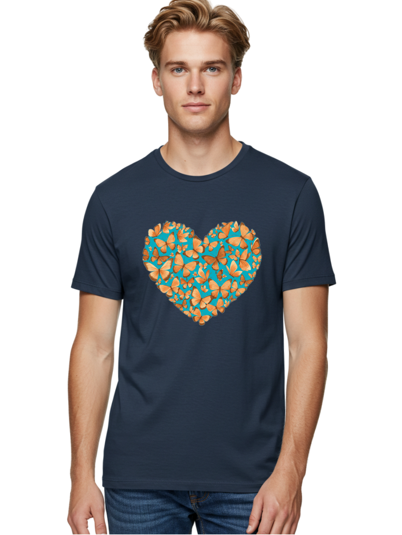 Butterfly-Heart-1 Men'S Graphic Tee, 100% Cotton, Comfortable Casual Summer Wear, Machine Washable, Vintage Camera, Old Camera, Antique Camera, Black Camera, Classic Photography, Photography Equipment, Nostalgic Device, Film Camera, Camera Art Baj360