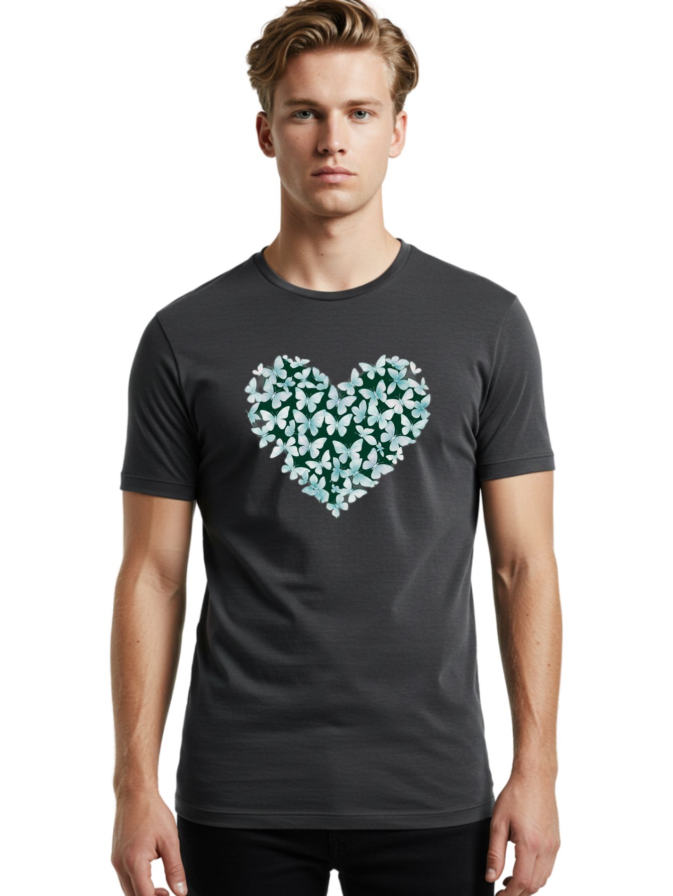 Butterfly-Heart-2 Men'S Graphic Tee, 100% Cotton, Comfortable Casual Summer Wear, Machine Washable, Vintage Camera, Old Camera, Antique Camera, Black Camera, Classic Photography, Photography Equipment, Nostalgic Device, Film Camera, Camera Art Baj361
