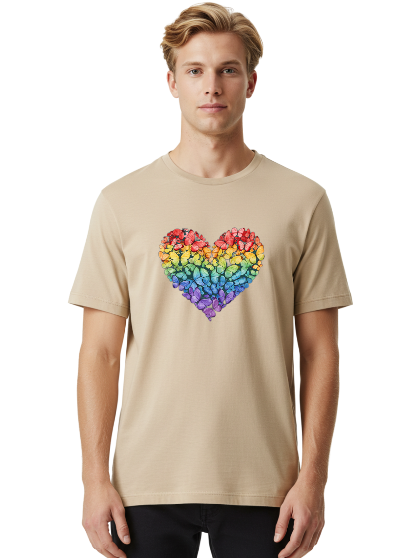 Butterfly-Heart-3 Men'S Graphic Tee, 100% Cotton, Comfortable Casual Summer Wear, Machine Washable, Vintage Camera, Old Camera, Antique Camera, Black Camera, Classic Photography, Photography Equipment, Nostalgic Device, Film Camera, Camera Art Baj362