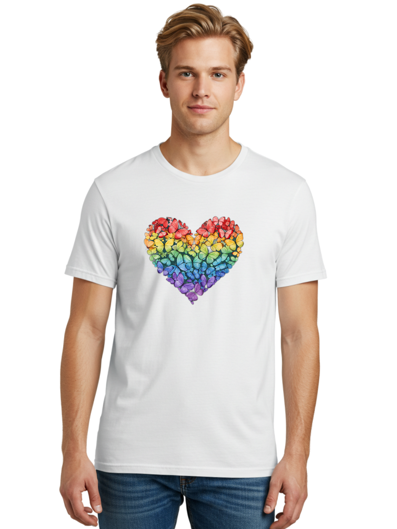 Butterfly-Heart-3 Men'S Graphic Tee, 100% Cotton, Comfortable Casual Summer Wear, Machine Washable, Vintage Camera, Old Camera, Antique Camera, Black Camera, Classic Photography, Photography Equipment, Nostalgic Device, Film Camera, Camera Art Baj362