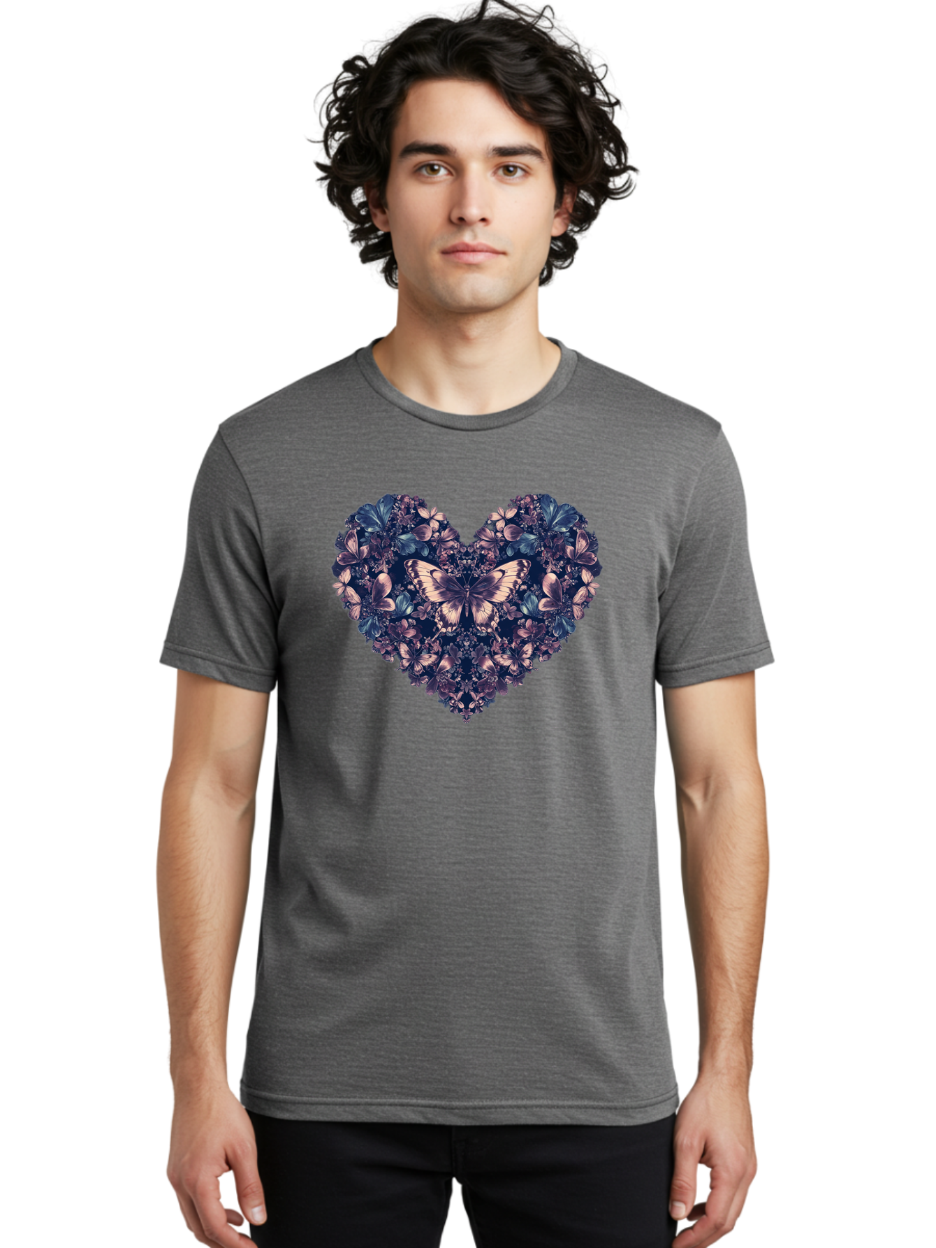 Butterfly-Heart-4 Men'S Graphic Tee, 100% Cotton, Comfortable Casual Summer Wear, Machine Washable, Vintage Camera, Old Camera, Antique Camera, Black Camera, Classic Photography, Photography Equipment, Nostalgic Device, Film Camera, Camera Art Baj363