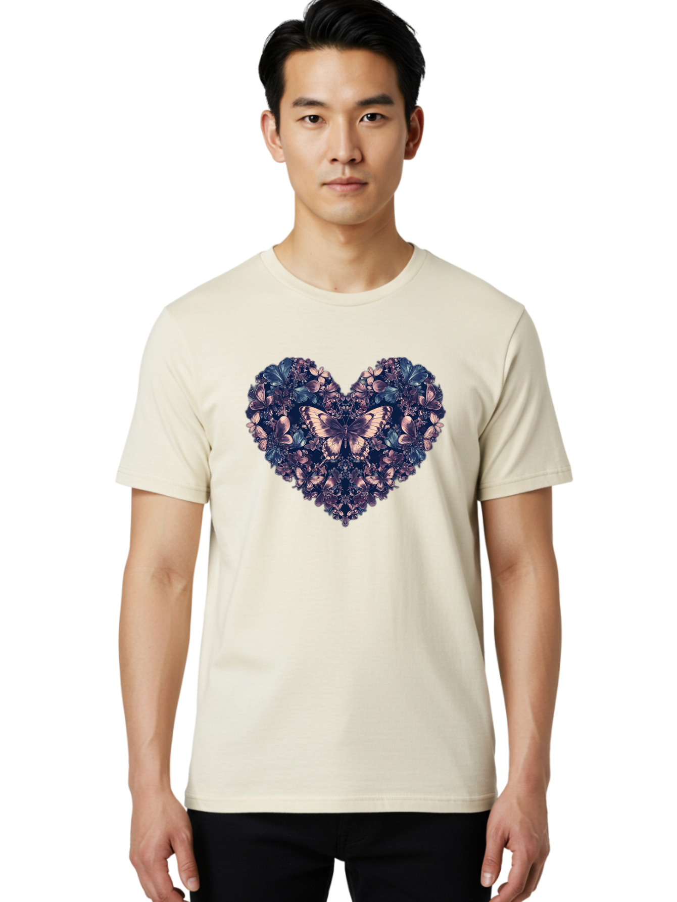 Butterfly-Heart-4 Men'S Graphic Tee, 100% Cotton, Comfortable Casual Summer Wear, Machine Washable, Vintage Camera, Old Camera, Antique Camera, Black Camera, Classic Photography, Photography Equipment, Nostalgic Device, Film Camera, Camera Art Baj363