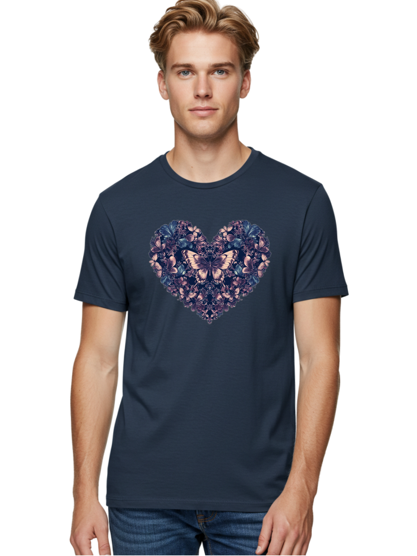 Butterfly-Heart-4 Men'S Graphic Tee, 100% Cotton, Comfortable Casual Summer Wear, Machine Washable, Vintage Camera, Old Camera, Antique Camera, Black Camera, Classic Photography, Photography Equipment, Nostalgic Device, Film Camera, Camera Art Baj363
