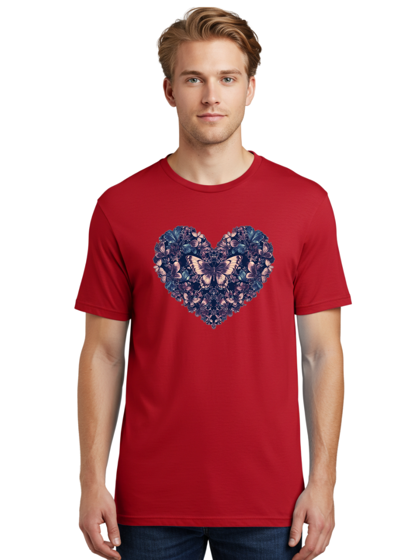 Butterfly-Heart-4 Men'S Graphic Tee, 100% Cotton, Comfortable Casual Summer Wear, Machine Washable, Vintage Camera, Old Camera, Antique Camera, Black Camera, Classic Photography, Photography Equipment, Nostalgic Device, Film Camera, Camera Art Baj363