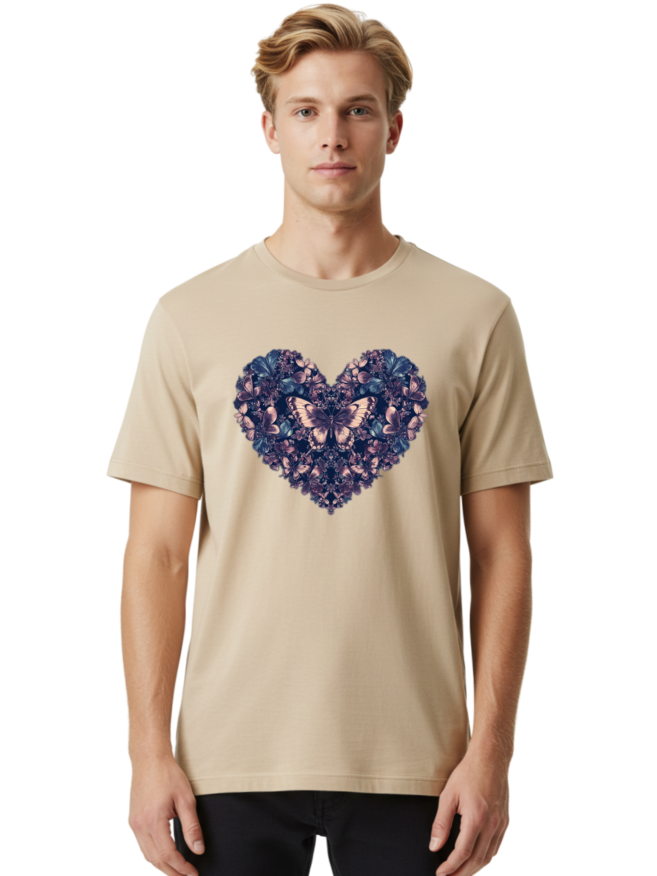 Butterfly-Heart-4 Men'S Graphic Tee, 100% Cotton, Comfortable Casual Summer Wear, Machine Washable, Vintage Camera, Old Camera, Antique Camera, Black Camera, Classic Photography, Photography Equipment, Nostalgic Device, Film Camera, Camera Art Baj363