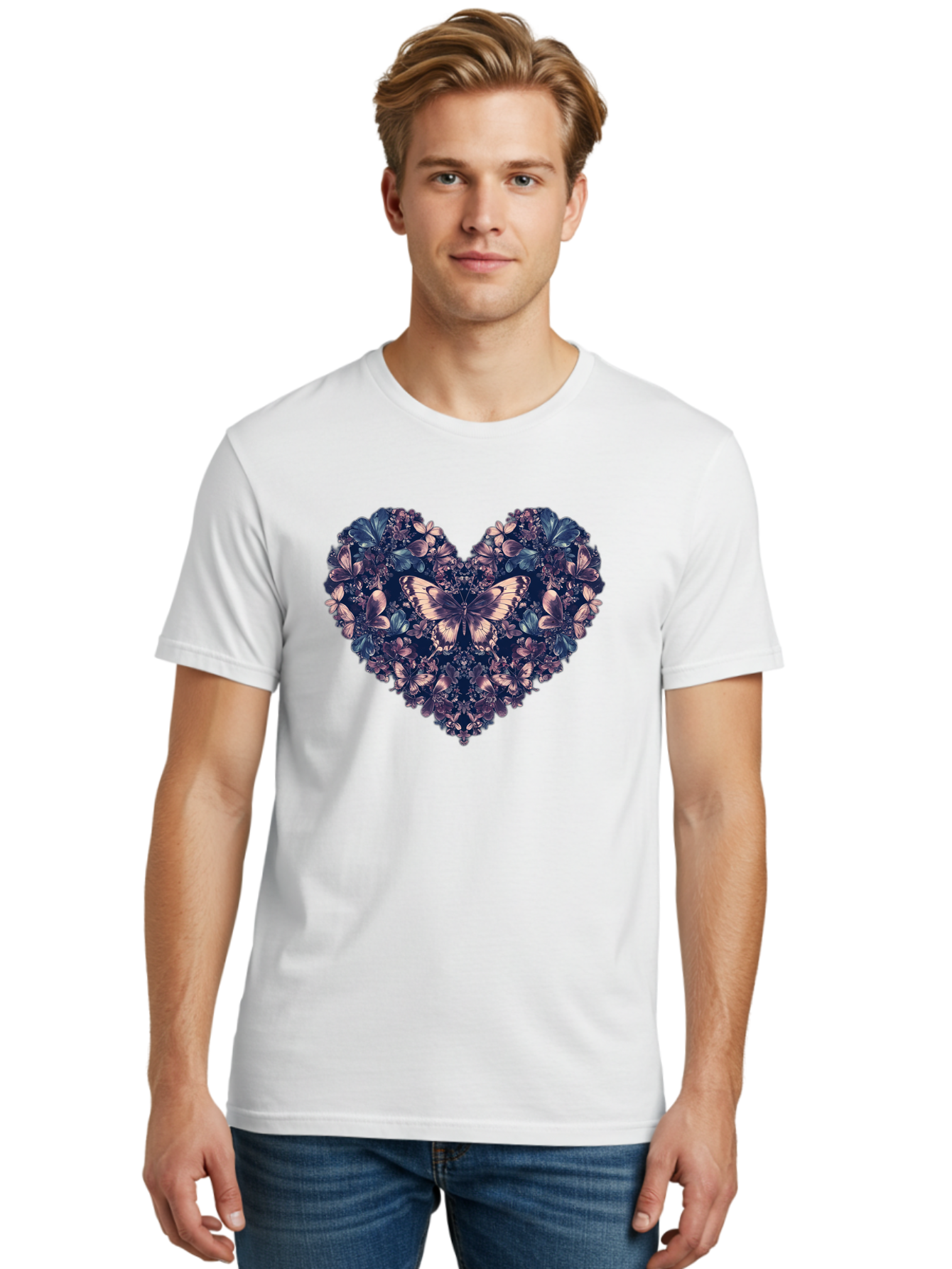 Butterfly-Heart-4 Men'S Graphic Tee, 100% Cotton, Comfortable Casual Summer Wear, Machine Washable, Vintage Camera, Old Camera, Antique Camera, Black Camera, Classic Photography, Photography Equipment, Nostalgic Device, Film Camera, Camera Art Baj363