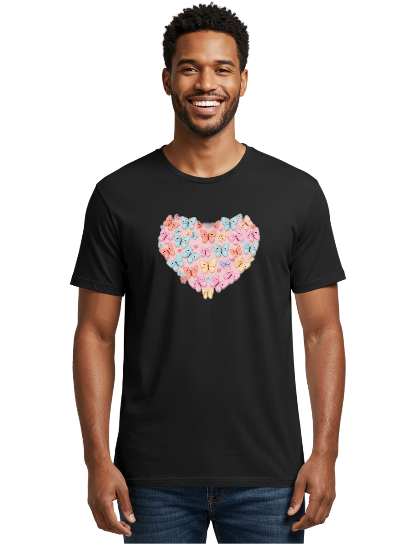 Butterfly-Heart Men'S Graphic Tee, 100% Cotton, Comfortable Casual Summer Wear, Machine Washable, Vintage Camera, Old Camera, Antique Camera, Black Camera, Classic Photography, Photography Equipment, Nostalgic Device, Film Camera, Camera Art Baj364