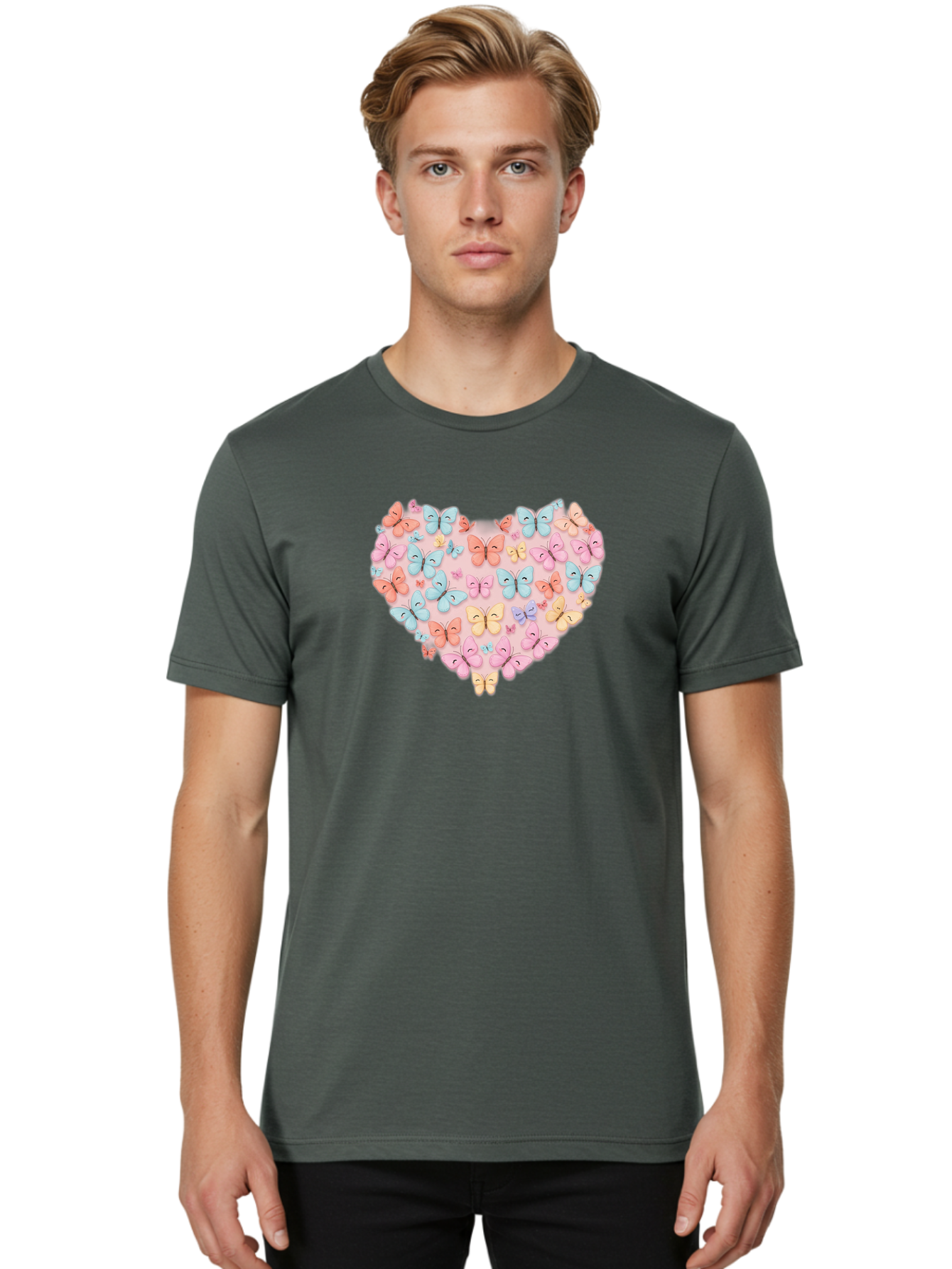 Butterfly-Heart Men'S Graphic Tee, 100% Cotton, Comfortable Casual Summer Wear, Machine Washable, Vintage Camera, Old Camera, Antique Camera, Black Camera, Classic Photography, Photography Equipment, Nostalgic Device, Film Camera, Camera Art Baj364
