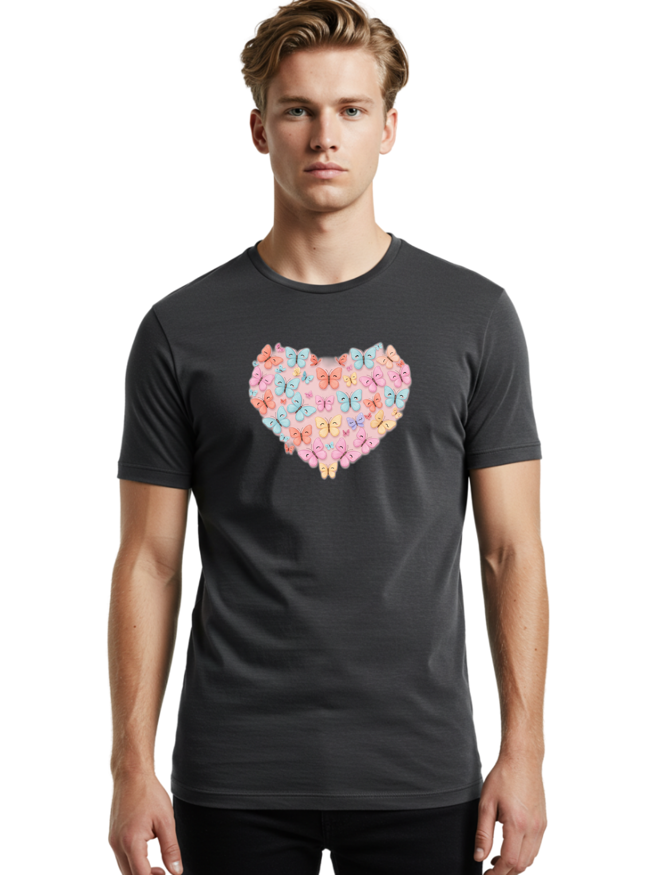 Butterfly-Heart Men'S Graphic Tee, 100% Cotton, Comfortable Casual Summer Wear, Machine Washable, Vintage Camera, Old Camera, Antique Camera, Black Camera, Classic Photography, Photography Equipment, Nostalgic Device, Film Camera, Camera Art Baj364