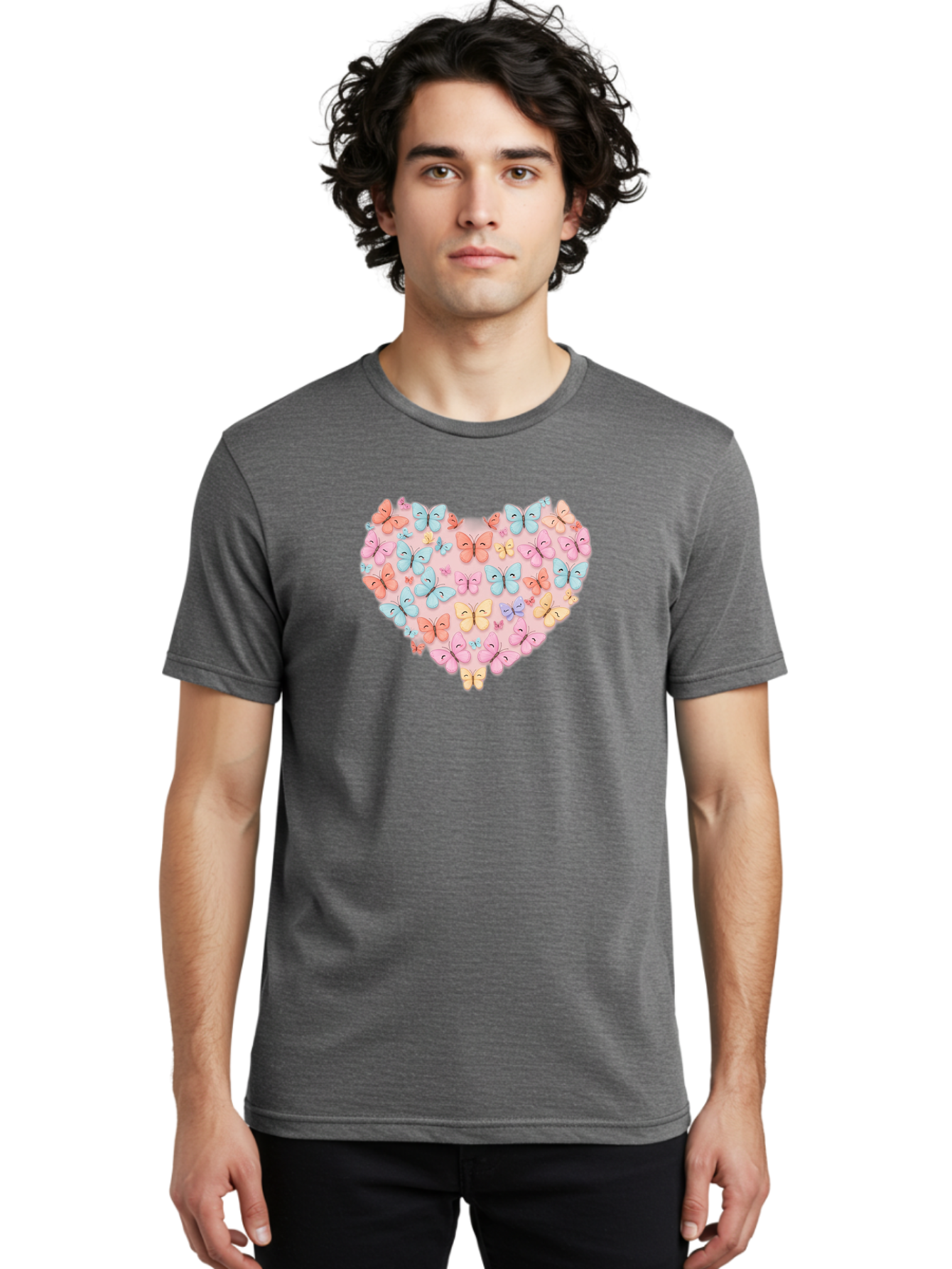 Butterfly-Heart Men'S Graphic Tee, 100% Cotton, Comfortable Casual Summer Wear, Machine Washable, Vintage Camera, Old Camera, Antique Camera, Black Camera, Classic Photography, Photography Equipment, Nostalgic Device, Film Camera, Camera Art Baj364