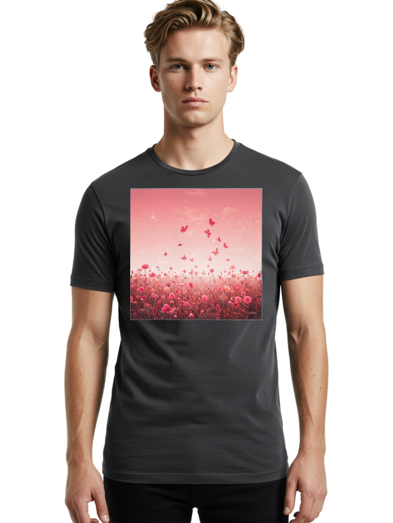 Butterfly-Meadow Men'S Graphic Tee, 100% Cotton, Comfortable Casual Summer Wear, Machine Washable, Vintage Camera, Old Camera, Antique Camera, Black Camera, Classic Photography, Photography Equipment, Nostalgic Device, Film Camera, Camera Art Baj365
