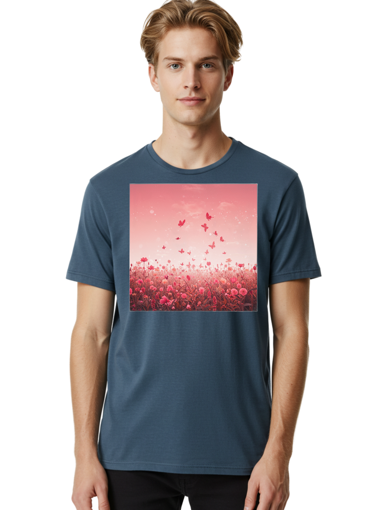 Butterfly-Meadow Men'S Graphic Tee, 100% Cotton, Comfortable Casual Summer Wear, Machine Washable, Vintage Camera, Old Camera, Antique Camera, Black Camera, Classic Photography, Photography Equipment, Nostalgic Device, Film Camera, Camera Art Baj365