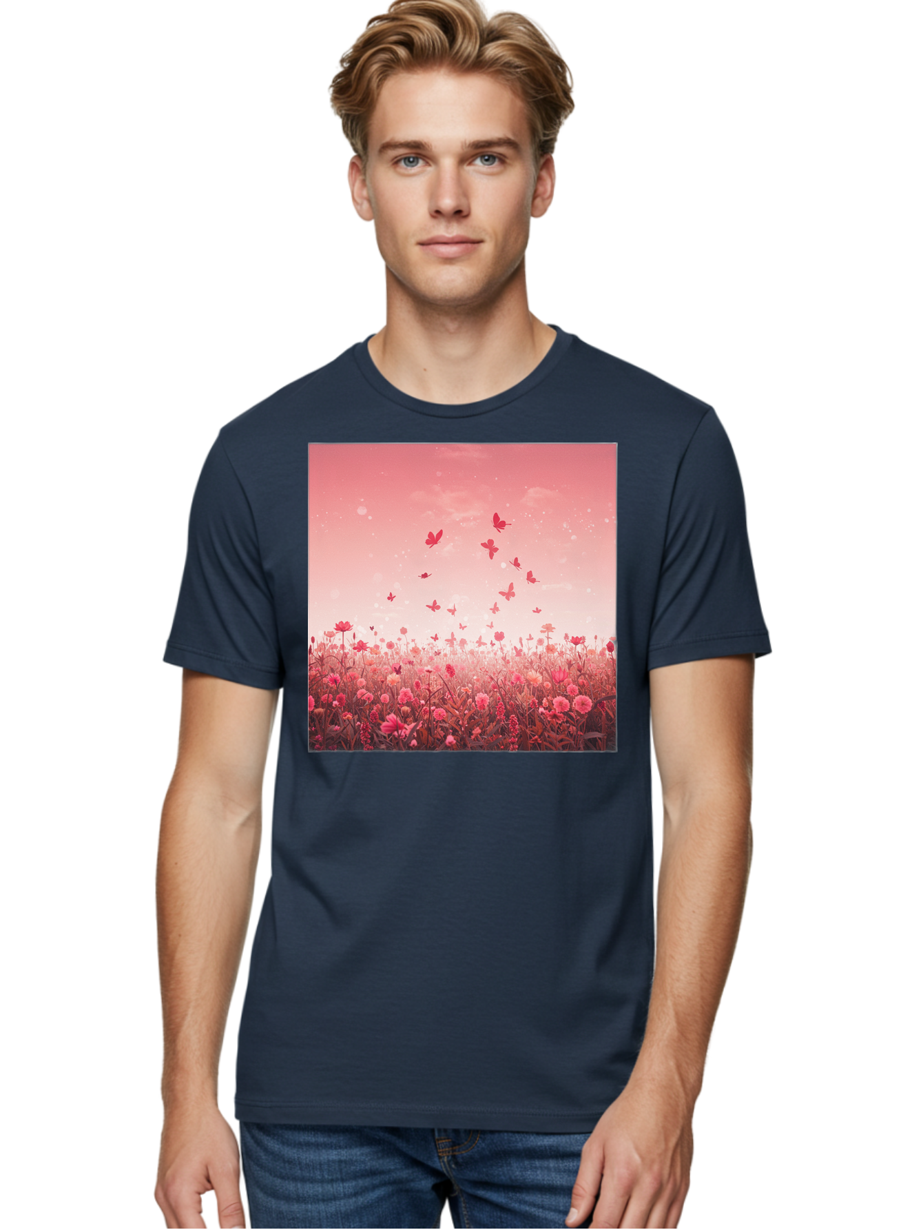 Butterfly-Meadow Men'S Graphic Tee, 100% Cotton, Comfortable Casual Summer Wear, Machine Washable, Vintage Camera, Old Camera, Antique Camera, Black Camera, Classic Photography, Photography Equipment, Nostalgic Device, Film Camera, Camera Art Baj365