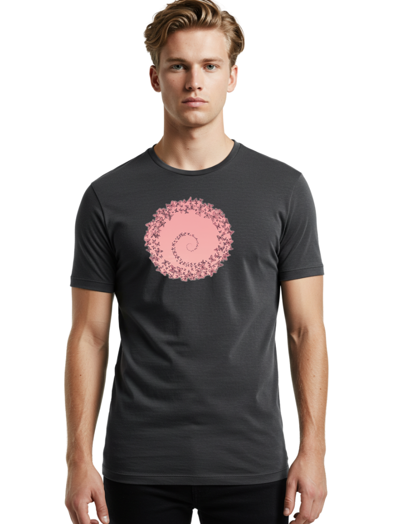 Butterfly-Spiral Men'S Graphic Tee, 100% Cotton, Comfortable Casual Summer Wear, Machine Washable, Vintage Camera, Old Camera, Antique Camera, Black Camera, Classic Photography, Photography Equipment, Nostalgic Device, Film Camera, Camera Art Baj368
