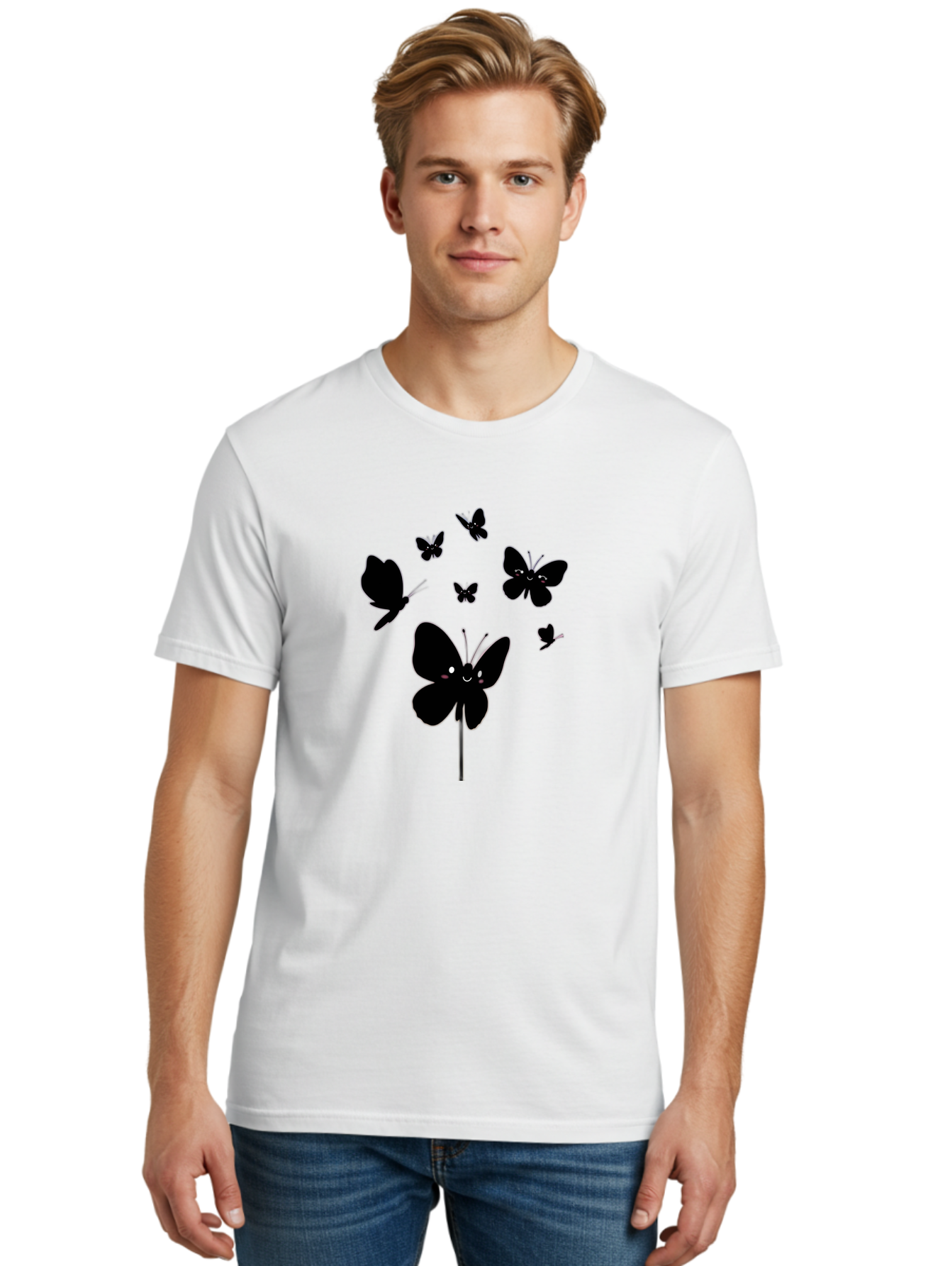 Butterfly-Swarm Men'S Graphic Tee, 100% Cotton, Comfortable Casual Summer Wear, Machine Washable, Vintage Camera, Old Camera, Antique Camera, Black Camera, Classic Photography, Photography Equipment, Nostalgic Device, Film Camera, Camera Art Baj369