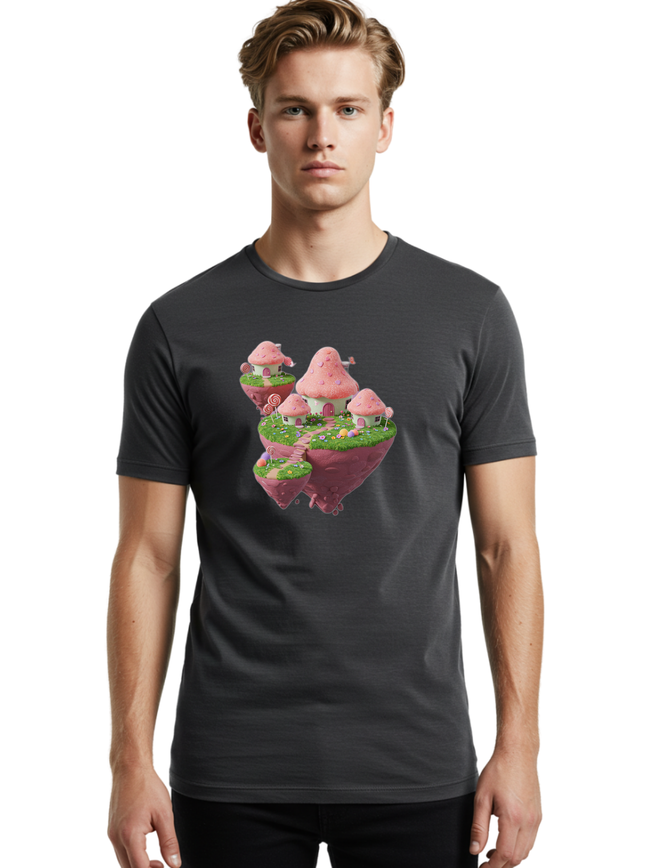 Candy-Land-Mushroom-Houses Men'S Graphic Tee, 100% Cotton, Comfortable Casual Summer Wear, Machine Washable, Vintage Camera, Old Camera, Antique Camera, Black Camera, Classic Photography, Photography Equipment, Nostalgic Device, Film Camera, Baj374
