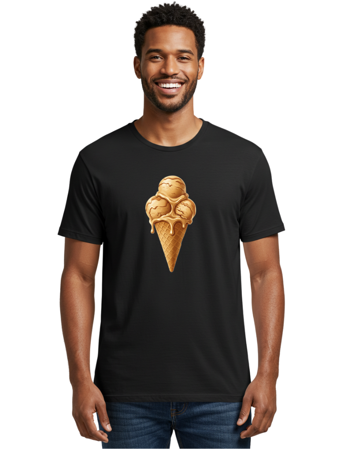 Caramel-Ice-Cream-Cone-1 Men'S Graphic Tee, 100% Cotton, Comfortable Casual Summer Wear, Machine Washable, Vintage Camera, Old Camera, Antique Camera, Black Camera, Classic Photography, Photography Equipment, Nostalgic Device, Film Camera, Baj377