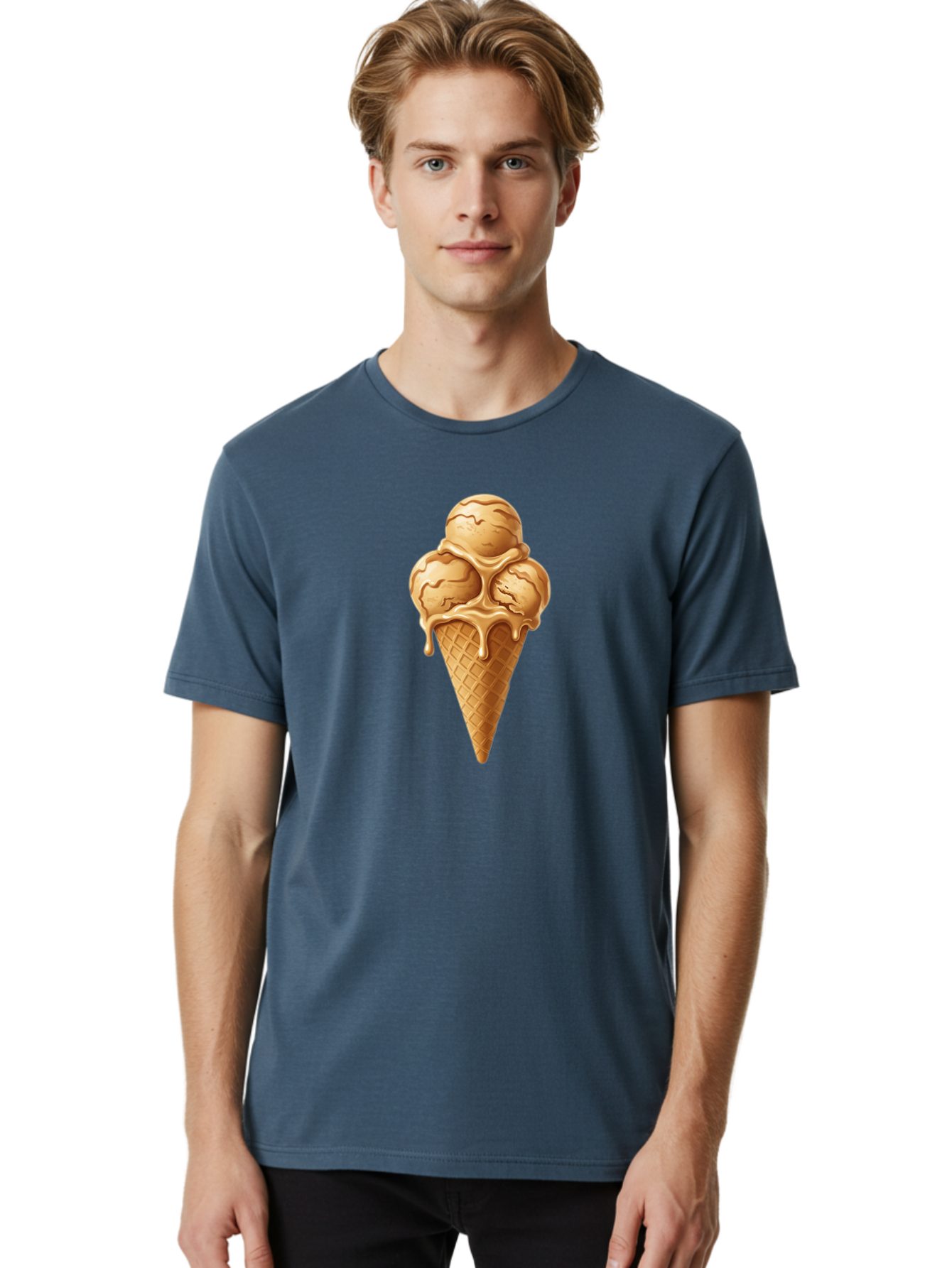 Caramel-Ice-Cream-Cone-1 Men'S Graphic Tee, 100% Cotton, Comfortable Casual Summer Wear, Machine Washable, Vintage Camera, Old Camera, Antique Camera, Black Camera, Classic Photography, Photography Equipment, Nostalgic Device, Film Camera, Baj377