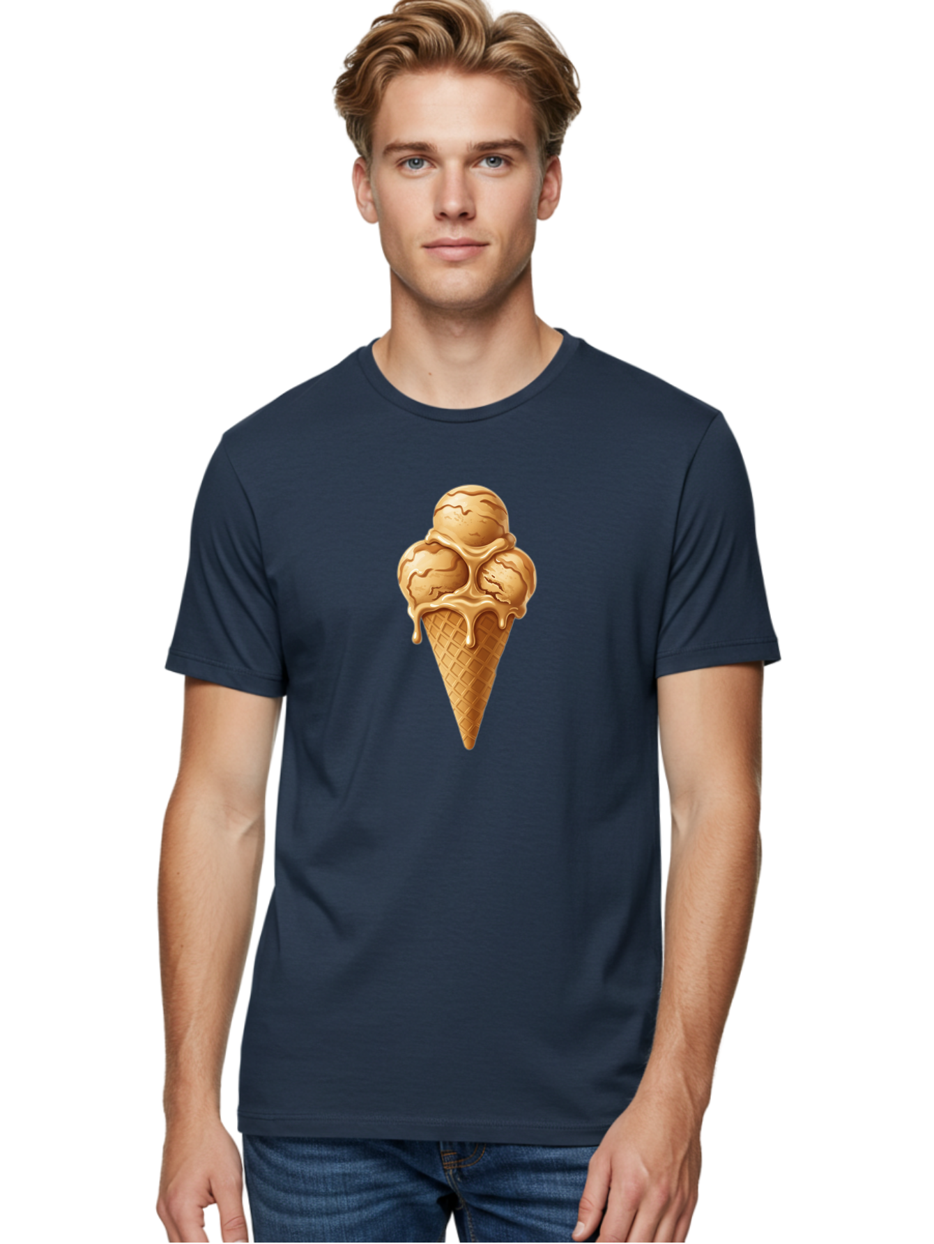 Caramel-Ice-Cream-Cone-1 Men'S Graphic Tee, 100% Cotton, Comfortable Casual Summer Wear, Machine Washable, Vintage Camera, Old Camera, Antique Camera, Black Camera, Classic Photography, Photography Equipment, Nostalgic Device, Film Camera, Baj377