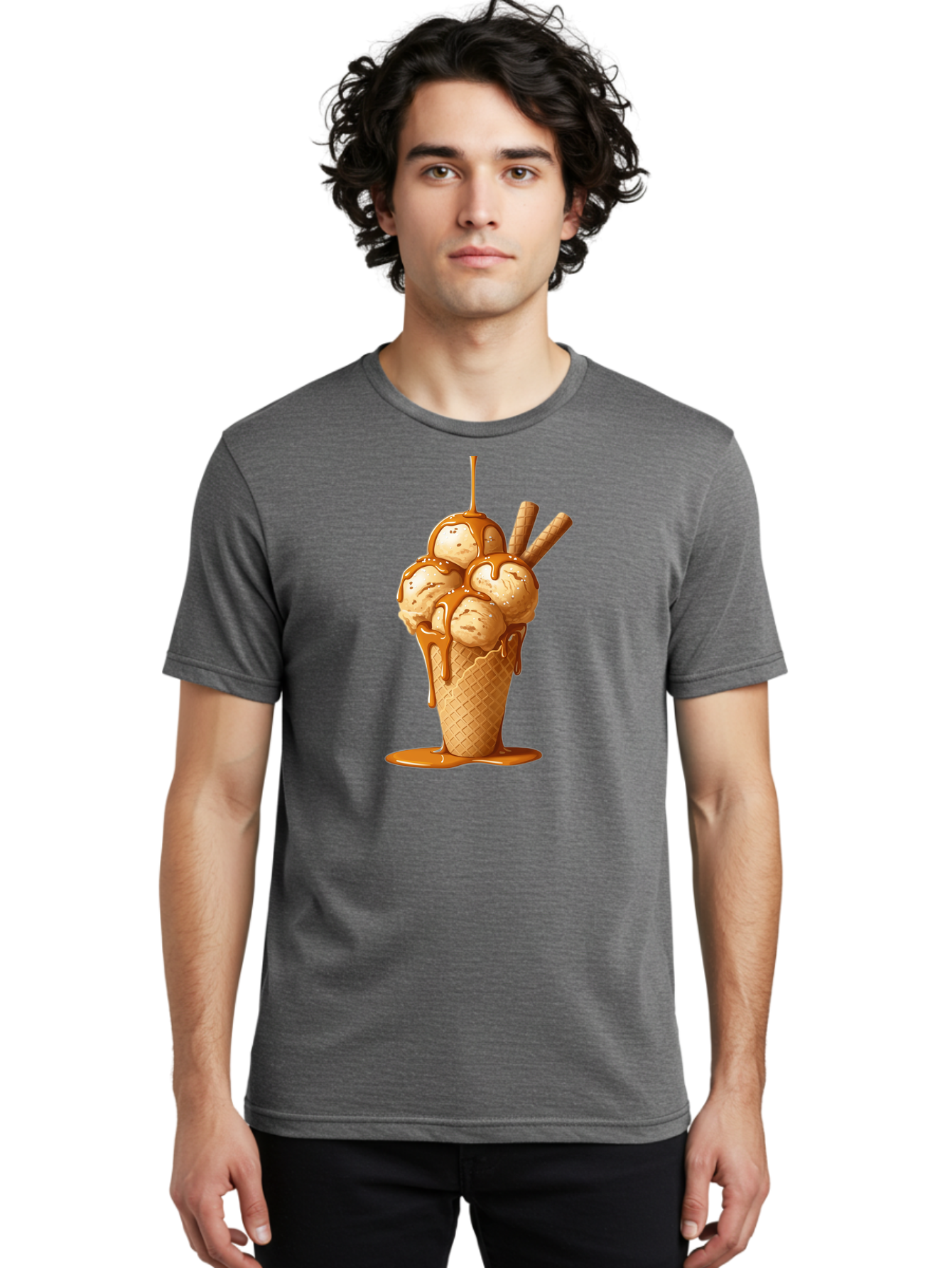 Caramel-Ice-Cream-Cone Men'S Graphic Tee, 100% Cotton, Comfortable Casual Summer Wear, Machine Washable, Vintage Camera, Old Camera, Antique Camera, Black Camera, Classic Photography, Photography Equipment, Nostalgic Device, Film Camera, Baj378