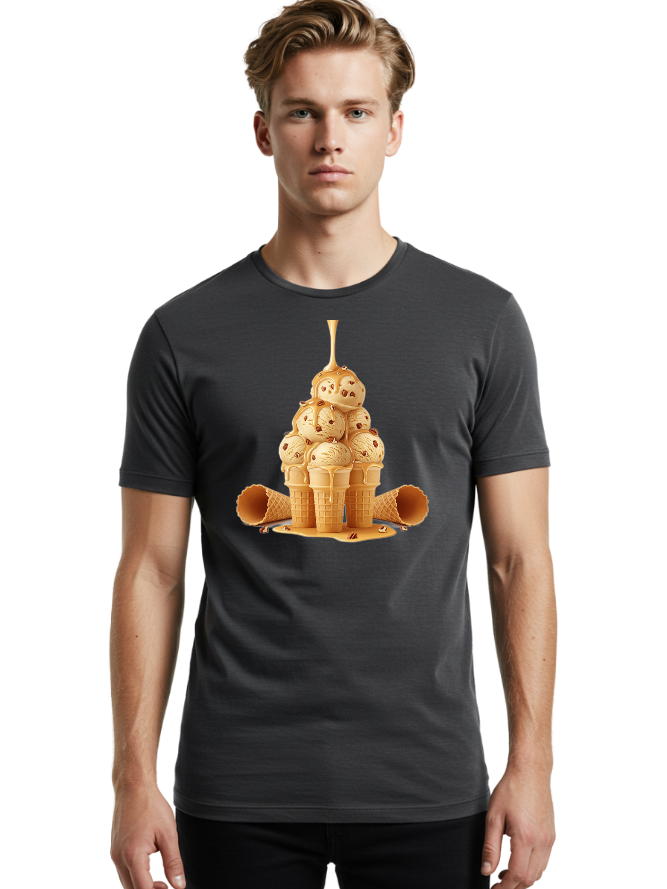 Caramel-Ice-Cream-Cones Men'S Graphic Tee, 100% Cotton, Comfortable Casual Summer Wear, Machine Washable, Vintage Camera, Old Camera, Antique Camera, Black Camera, Classic Photography, Photography Equipment, Nostalgic Device, Film Camera, Baj379