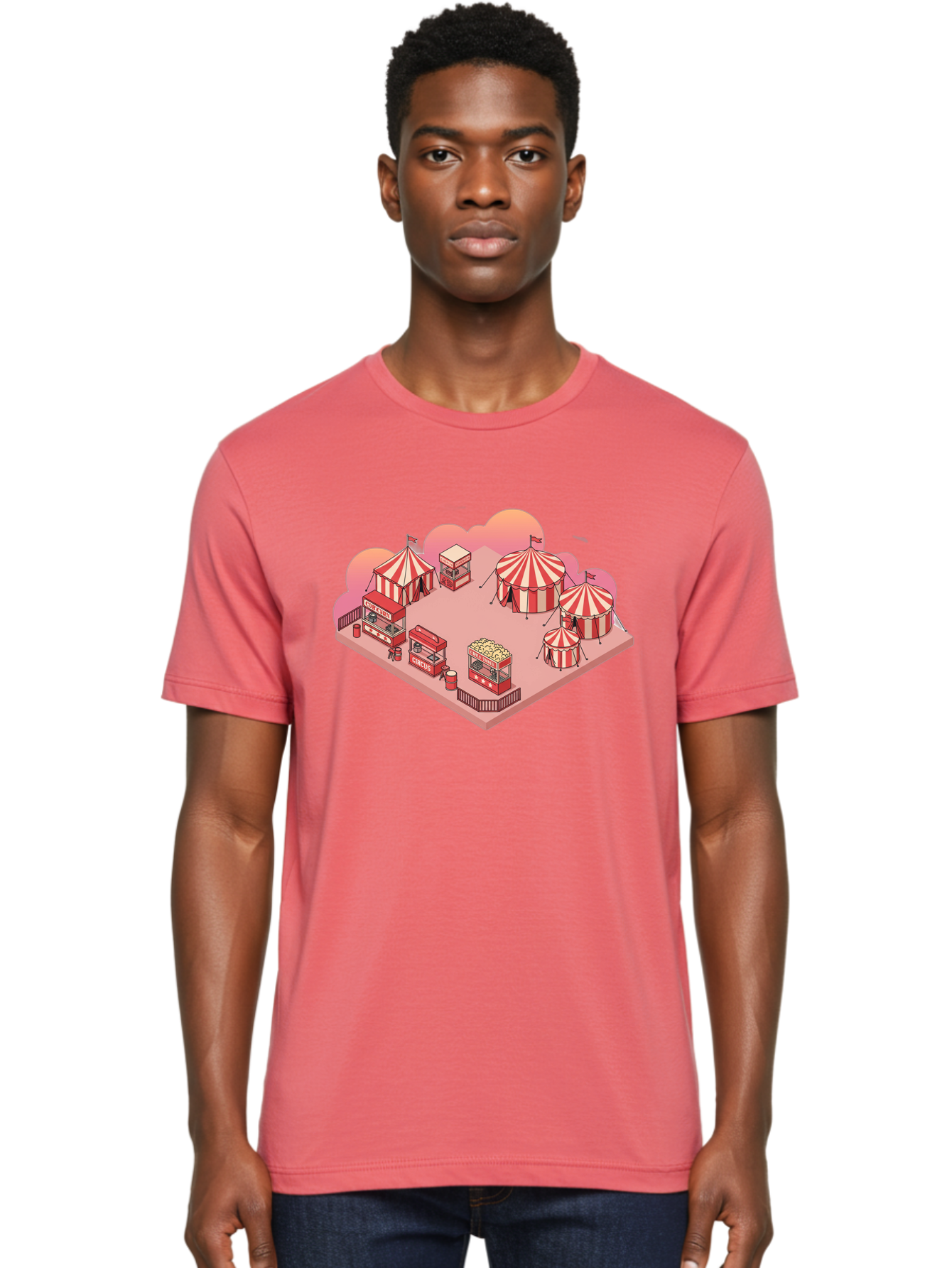 Carnival-Scene-1 Men'S Graphic Tee, 100% Cotton, Comfortable Casual Summer Wear, Machine Washable, Vintage Camera, Old Camera, Antique Camera, Black Camera, Classic Photography, Photography Equipment, Nostalgic Device, Film Camera, Camera Art Baj380