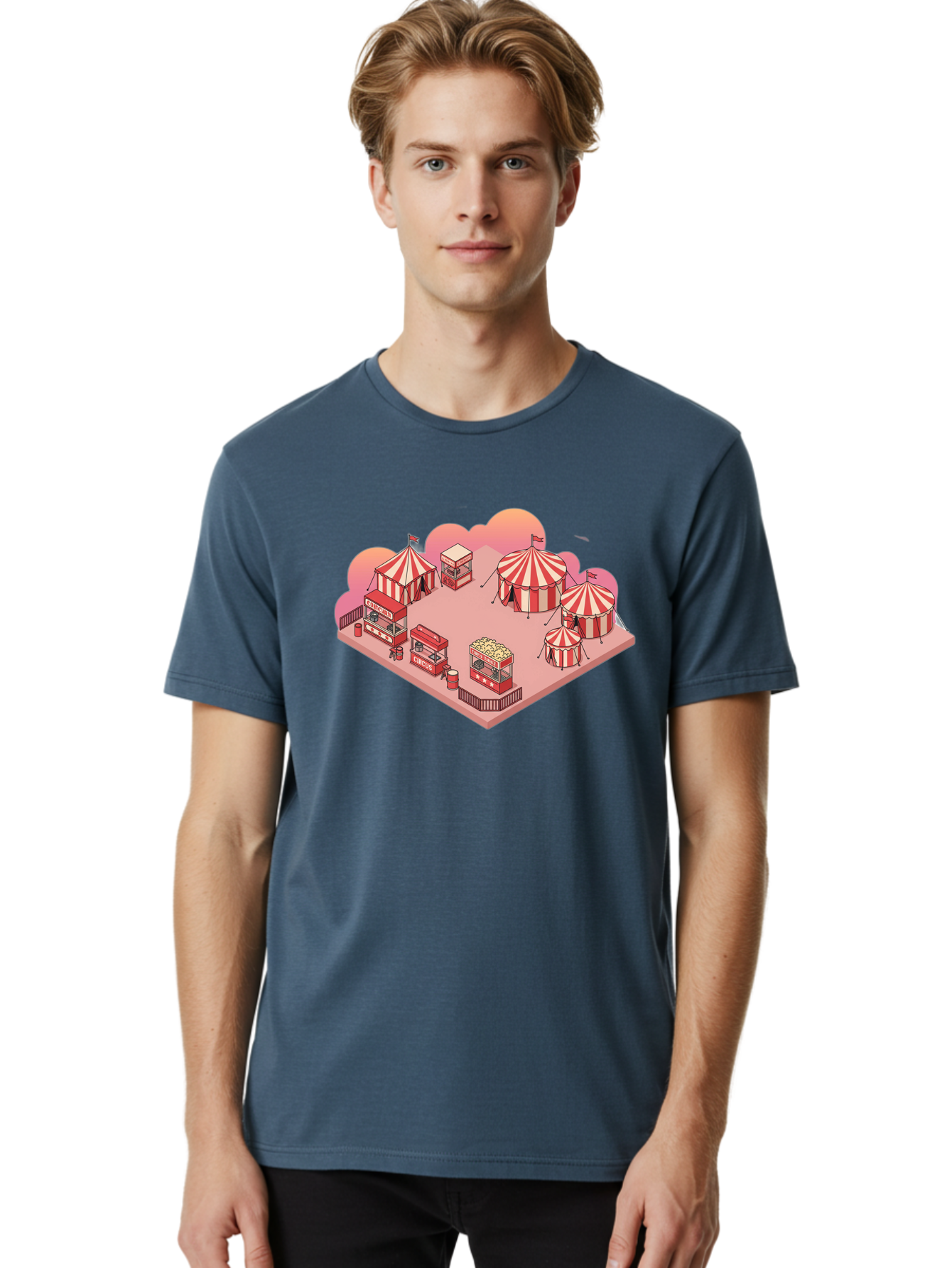 Carnival-Scene-1 Men'S Graphic Tee, 100% Cotton, Comfortable Casual Summer Wear, Machine Washable, Vintage Camera, Old Camera, Antique Camera, Black Camera, Classic Photography, Photography Equipment, Nostalgic Device, Film Camera, Camera Art Baj380